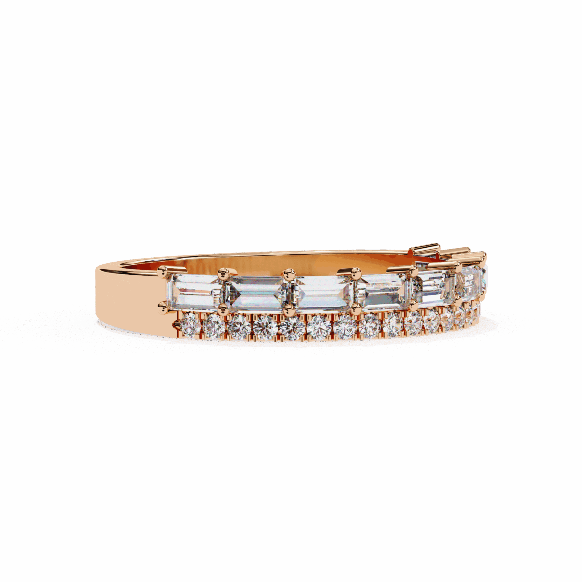 0.75 Carat Baguette and Round Eternity Ring in Moissanite | House of Estara