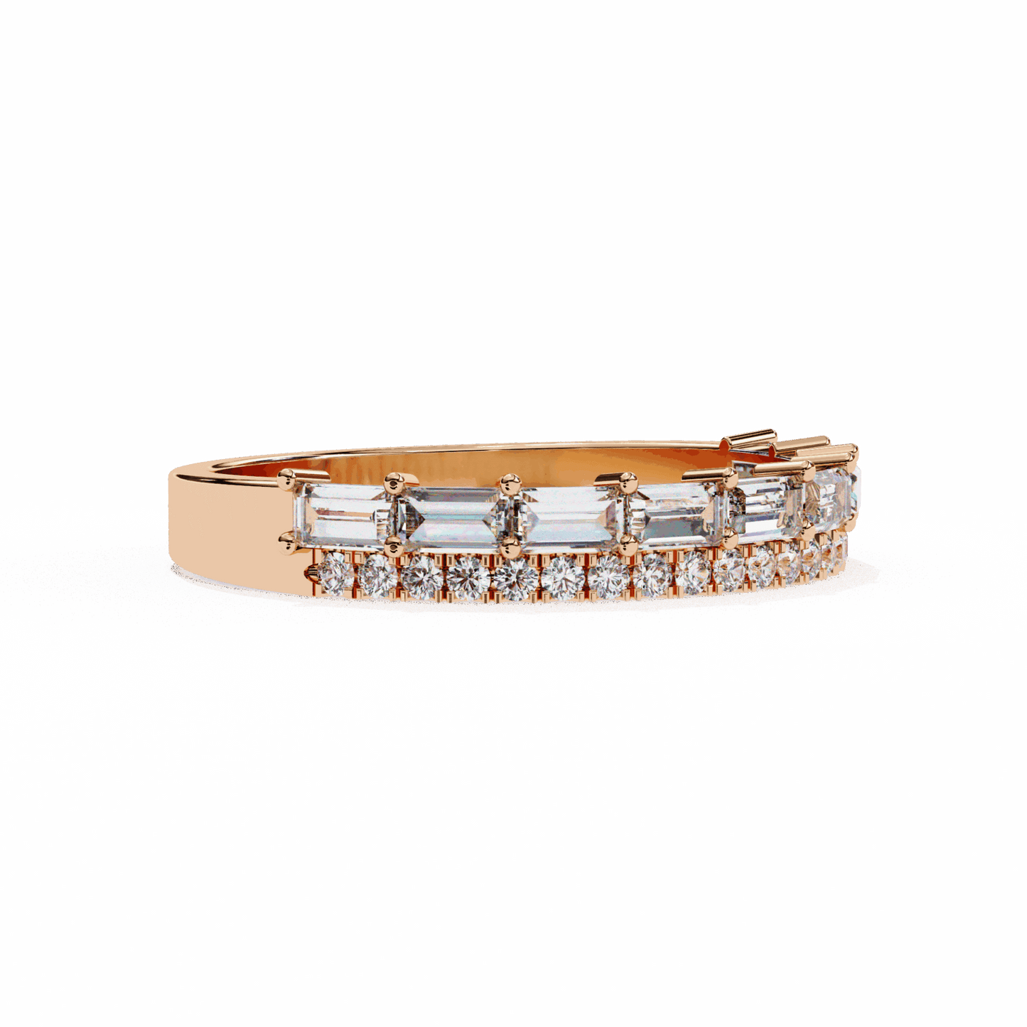 0.75 Carat Baguette and Round Eternity Ring in Moissanite | House of Estara