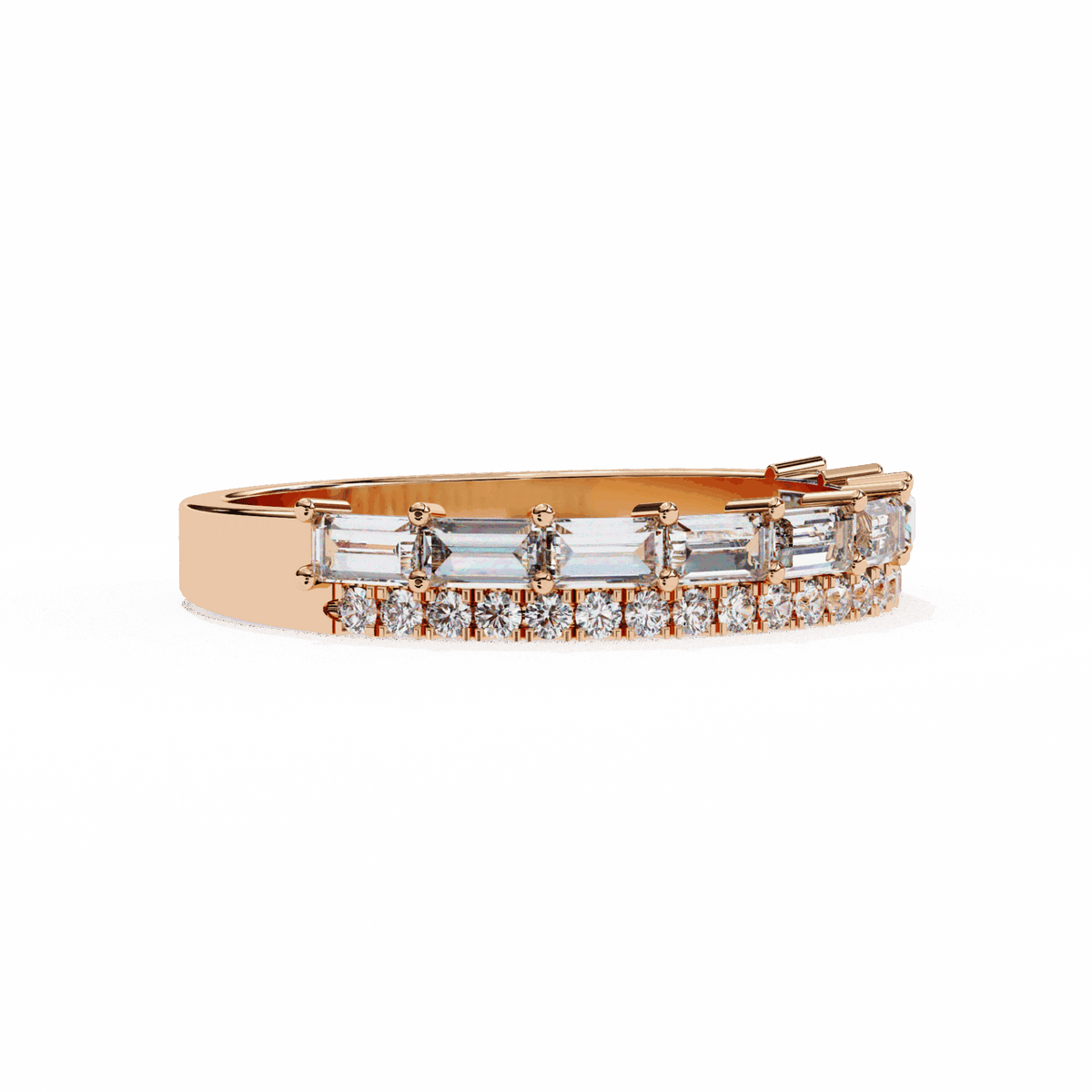0.75 Carat Baguette and Round Eternity Ring in Moissanite | House of Estara