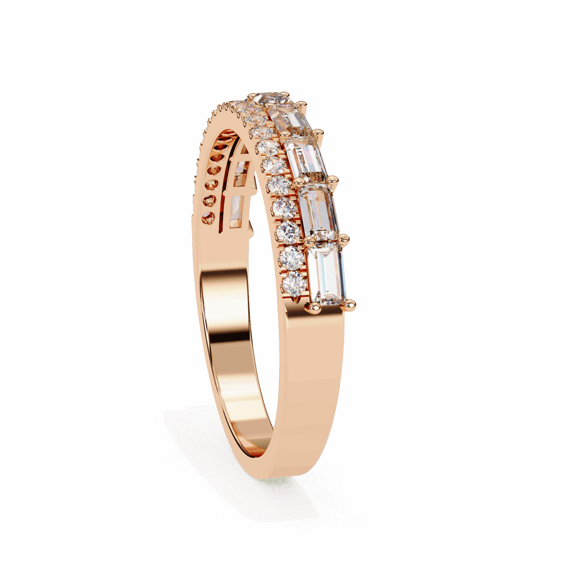 0.75 Carat Baguette and Round Eternity Ring in Moissanite | House of Estara