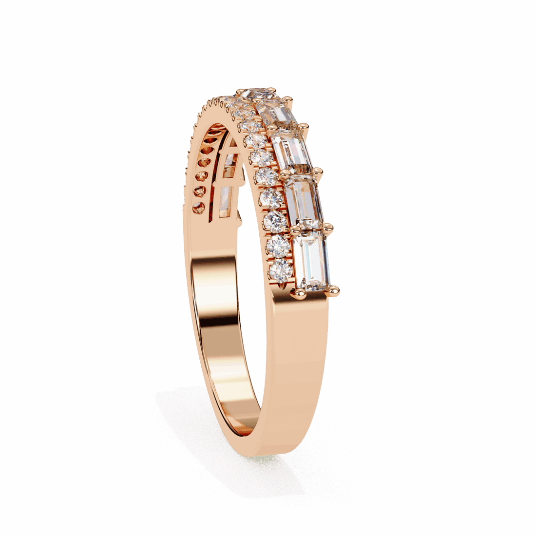 0.75 Carat Baguette and Round Eternity Ring in Moissanite | House of Estara