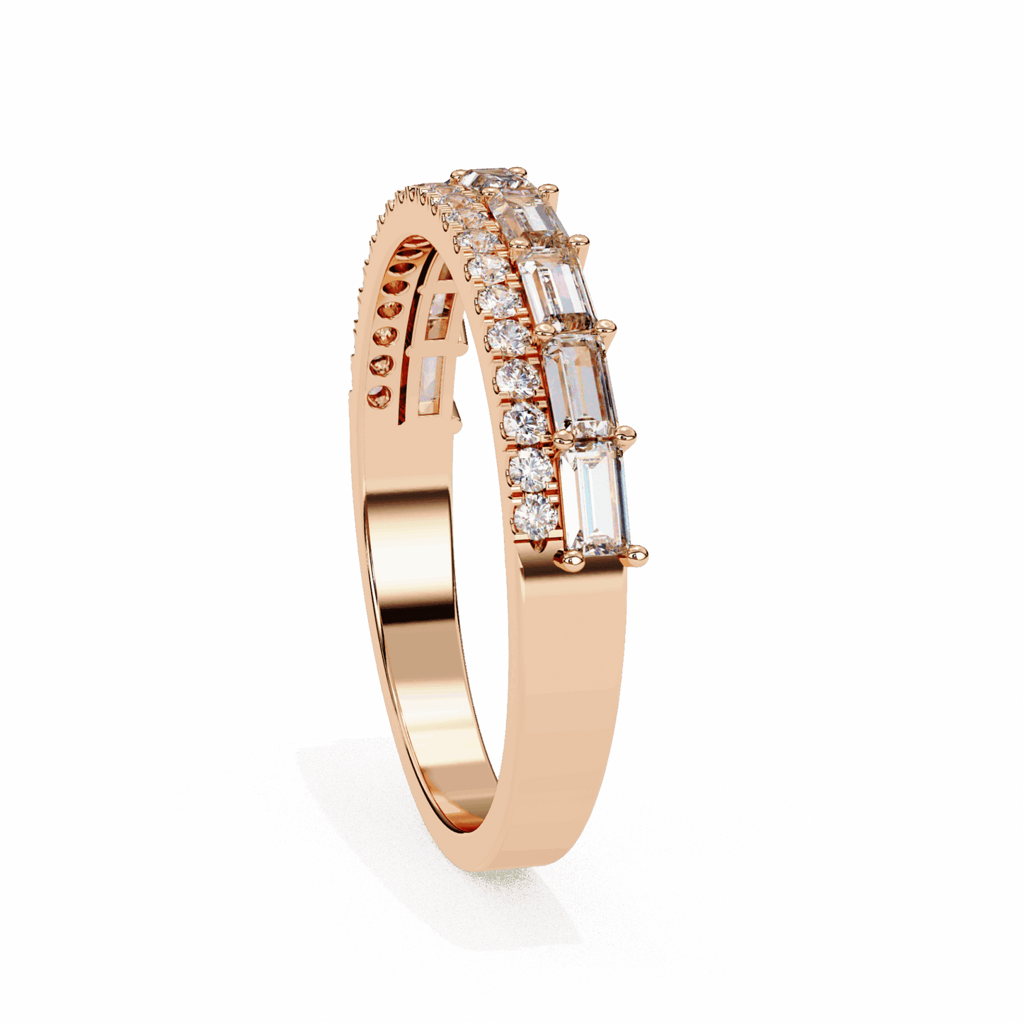 0.75 Carat Baguette and Round Eternity Ring in Moissanite | House of Estara
