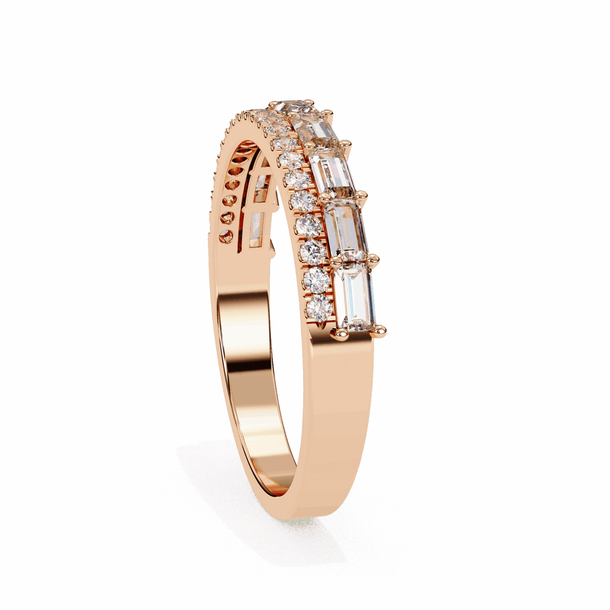 0.75 Carat Baguette and Round Eternity Ring in Moissanite | House of Estara