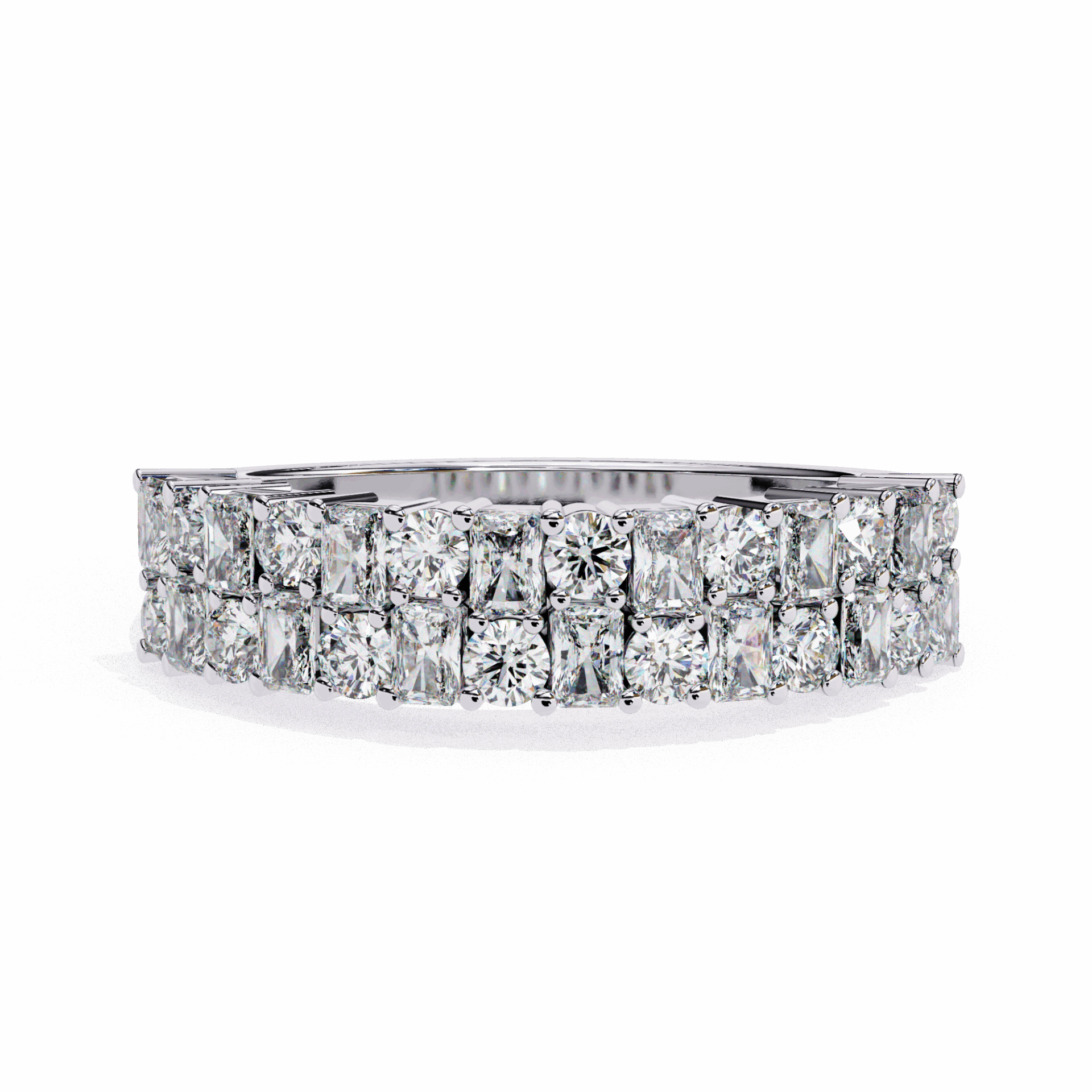 1.25 Carat Radiant and Round Timeless Wedding Band in Moissanite | House of Estara