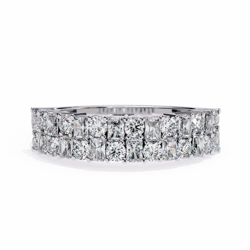 1.25 Carat Radiant and Round Timeless Wedding Band in Moissanite | House of Estara