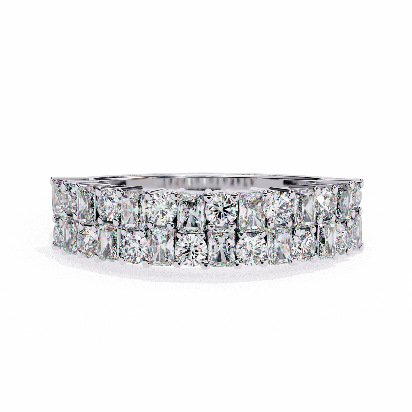 1.25 Carat Radiant and Round Timeless Wedding Band in Moissanite | House of Estara
