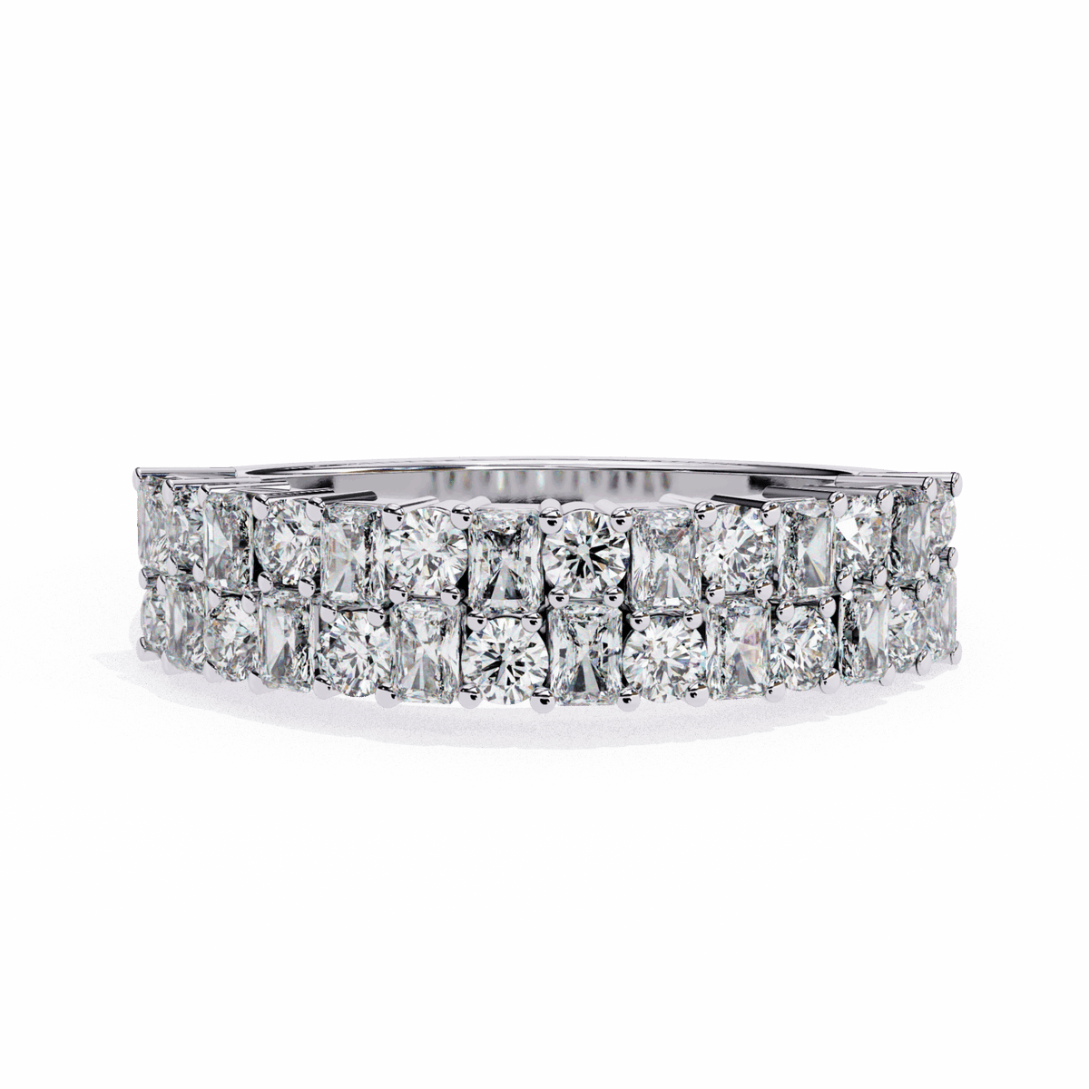 1.25 Carat Radiant and Round Timeless Wedding Band in Moissanite | House of Estara