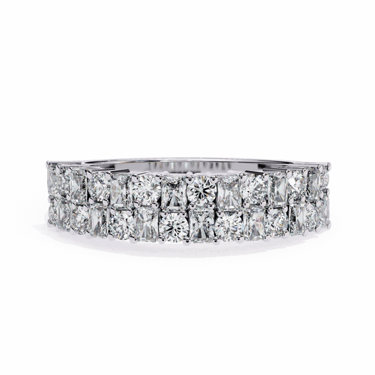1.25 Carat Radiant and Round Timeless Wedding Band in Moissanite | House of Estara
