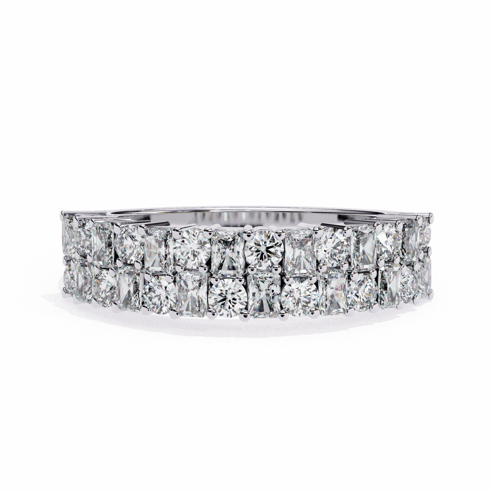 5.4 mm Radiant and Round Cut Double-Row Half Eternity Band