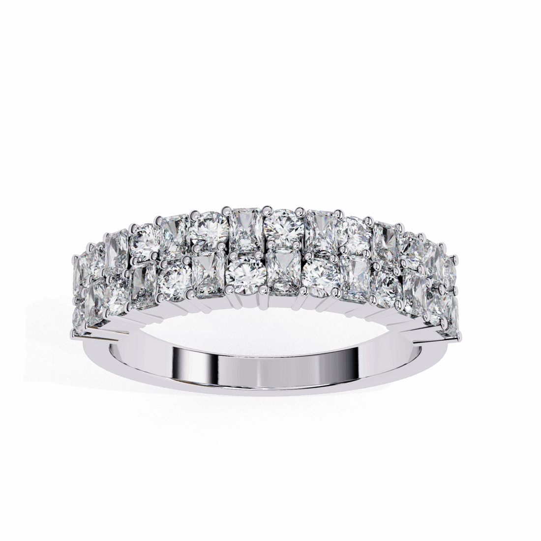 1.25 Carat Radiant and Round Timeless Wedding Band in Moissanite | House of Estara