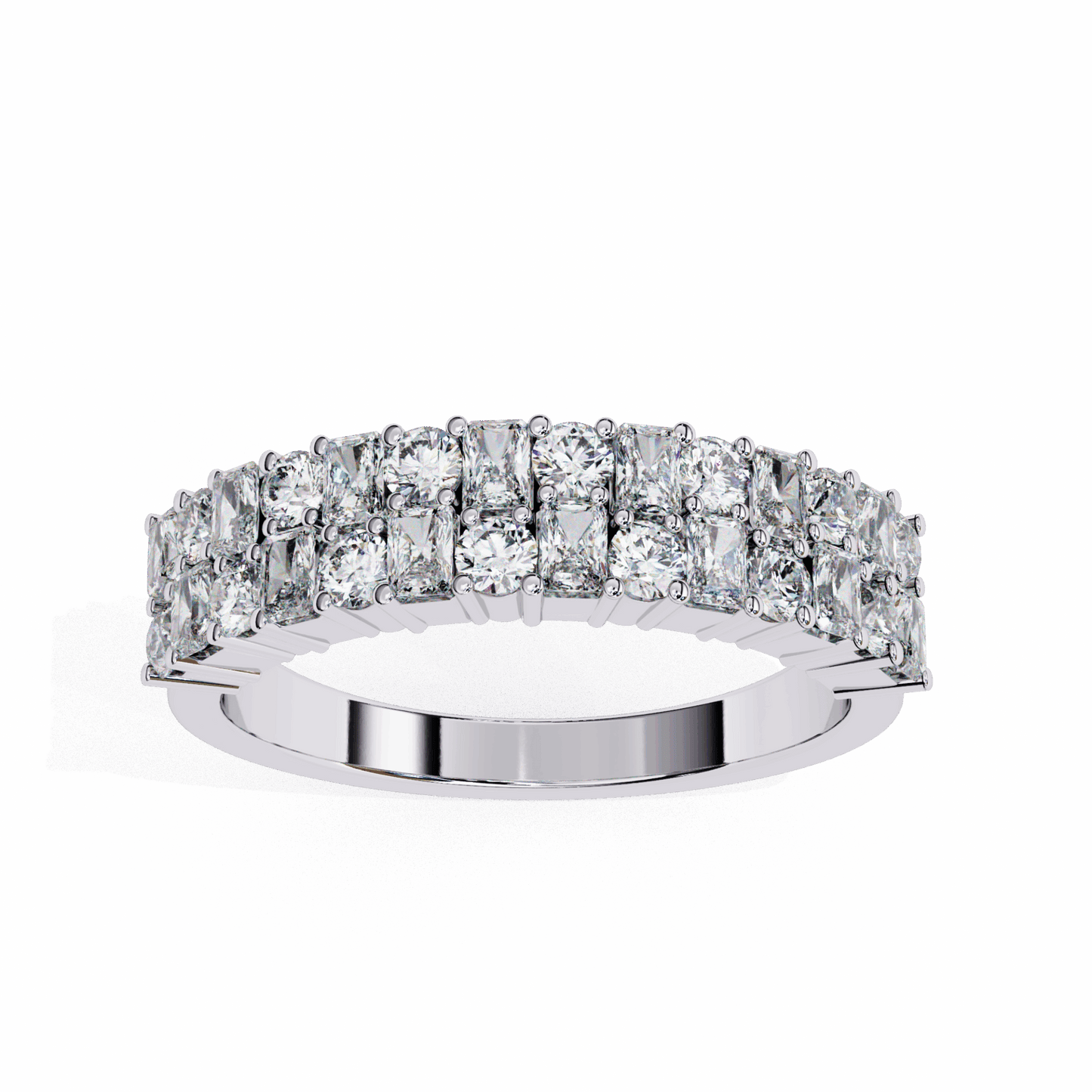 1.25 Carat Radiant and Round Timeless Wedding Band in Moissanite | House of Estara
