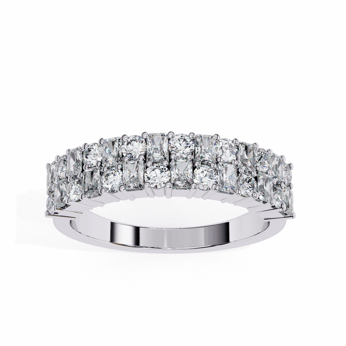 1.25 Carat Radiant and Round Timeless Wedding Band in Moissanite | House of Estara