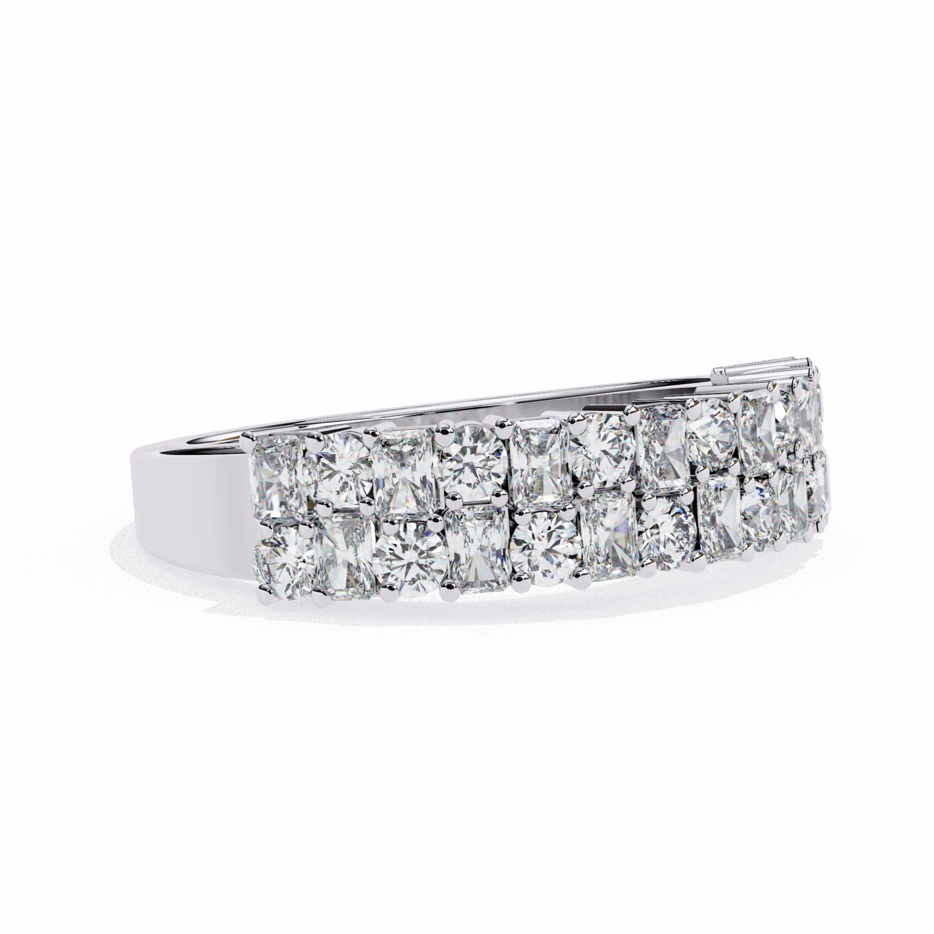 1.25 Carat Radiant and Round Timeless Wedding Band in Moissanite | House of Estara