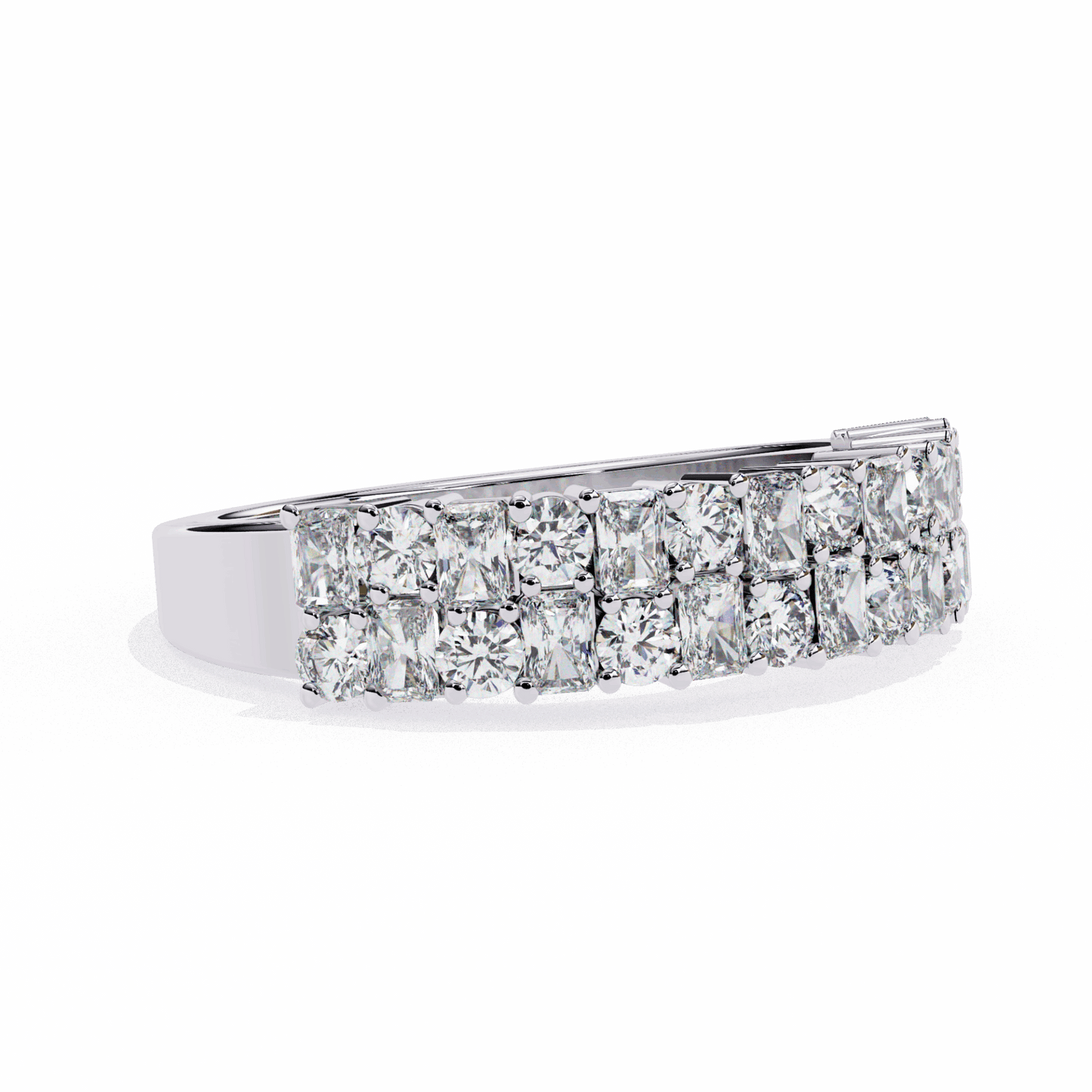1.25 Carat Radiant and Round Timeless Wedding Band in Moissanite | House of Estara