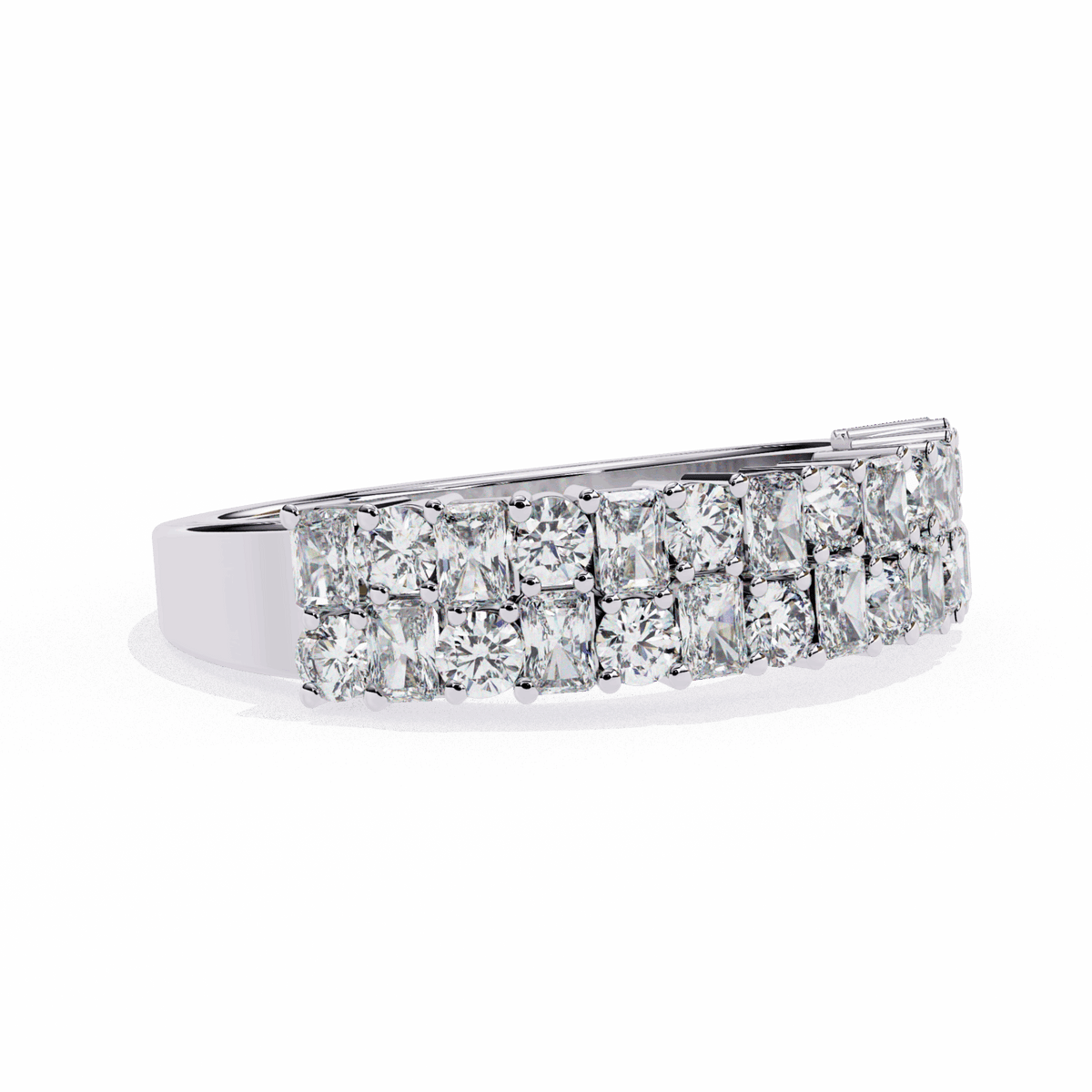 1.25 Carat Radiant and Round Timeless Wedding Band in Moissanite | House of Estara