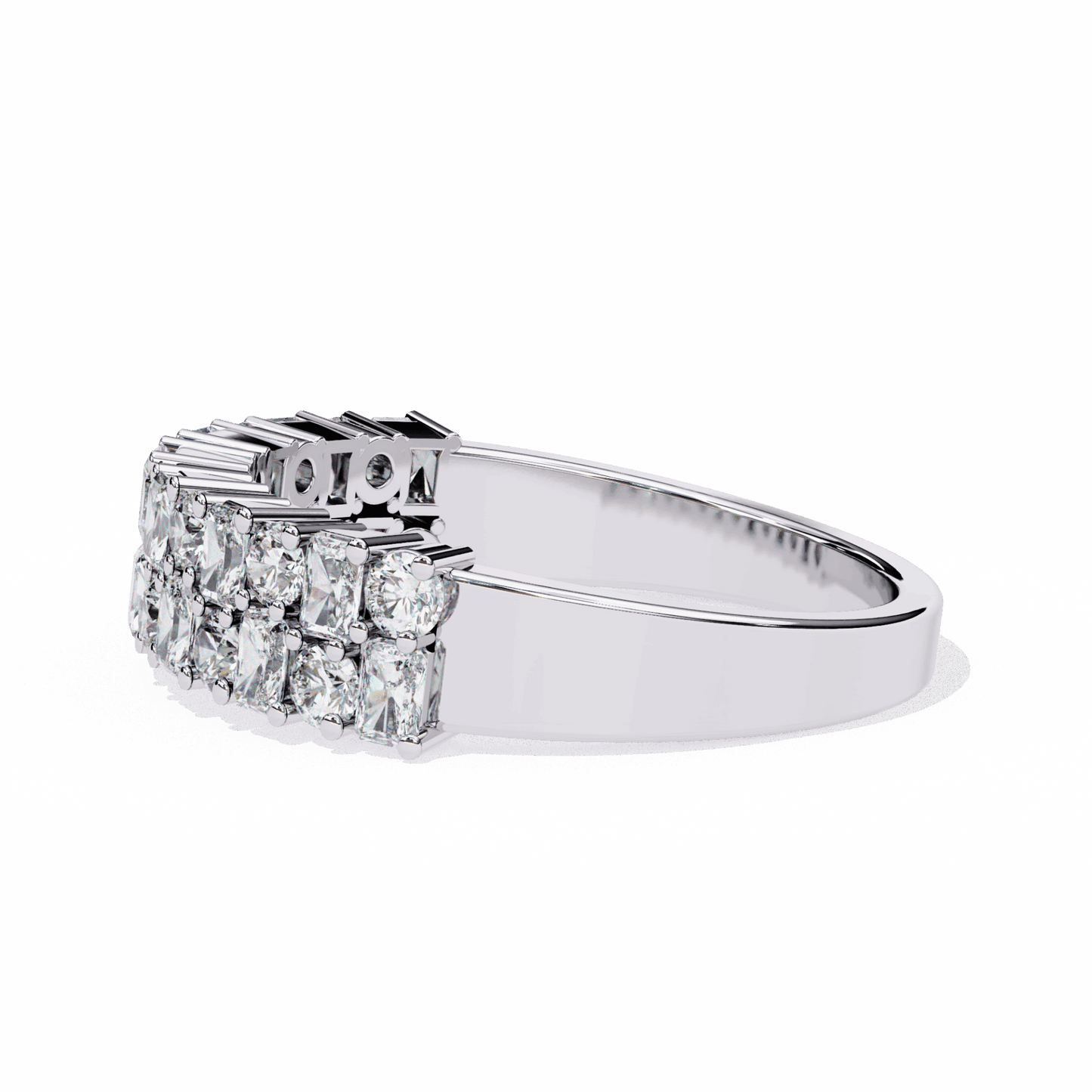1.25 Carat Radiant and Round Timeless Wedding Band in Moissanite | House of Estara
