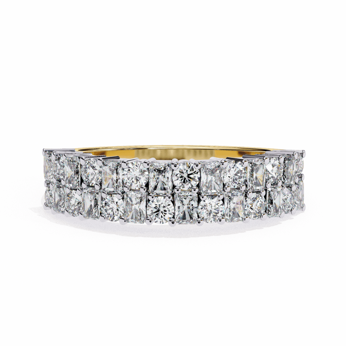 1.25 Carat Radiant and Round Timeless Wedding Band in Moissanite | House of Estara