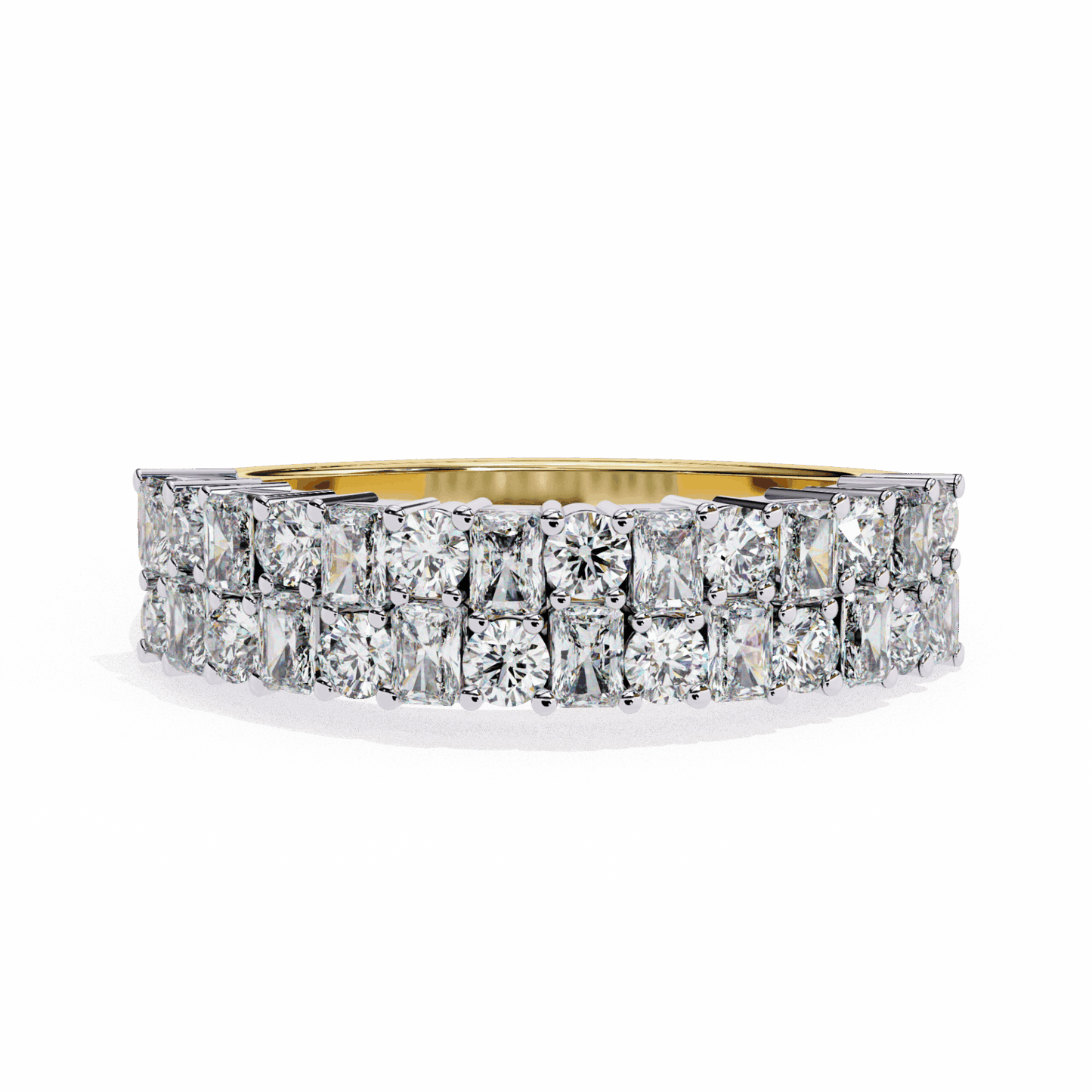 1.25 Carat Radiant and Round Timeless Wedding Band in Moissanite | House of Estara