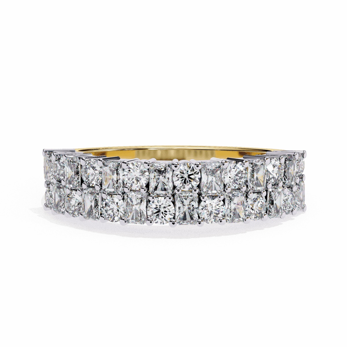 1.25 Carat Radiant and Round Timeless Wedding Band in Moissanite | House of Estara