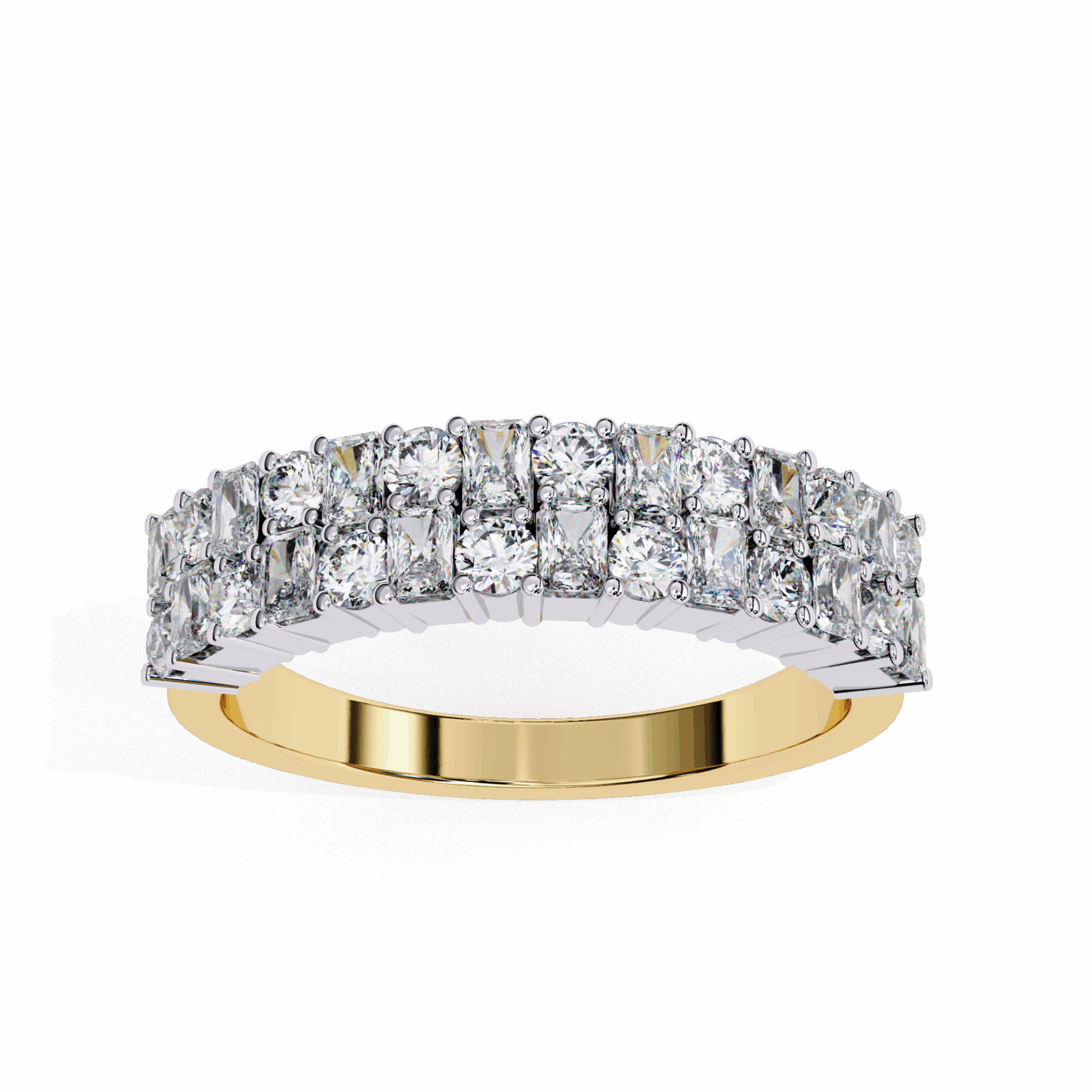 1.25 Carat Radiant and Round Timeless Wedding Band in Moissanite | House of Estara