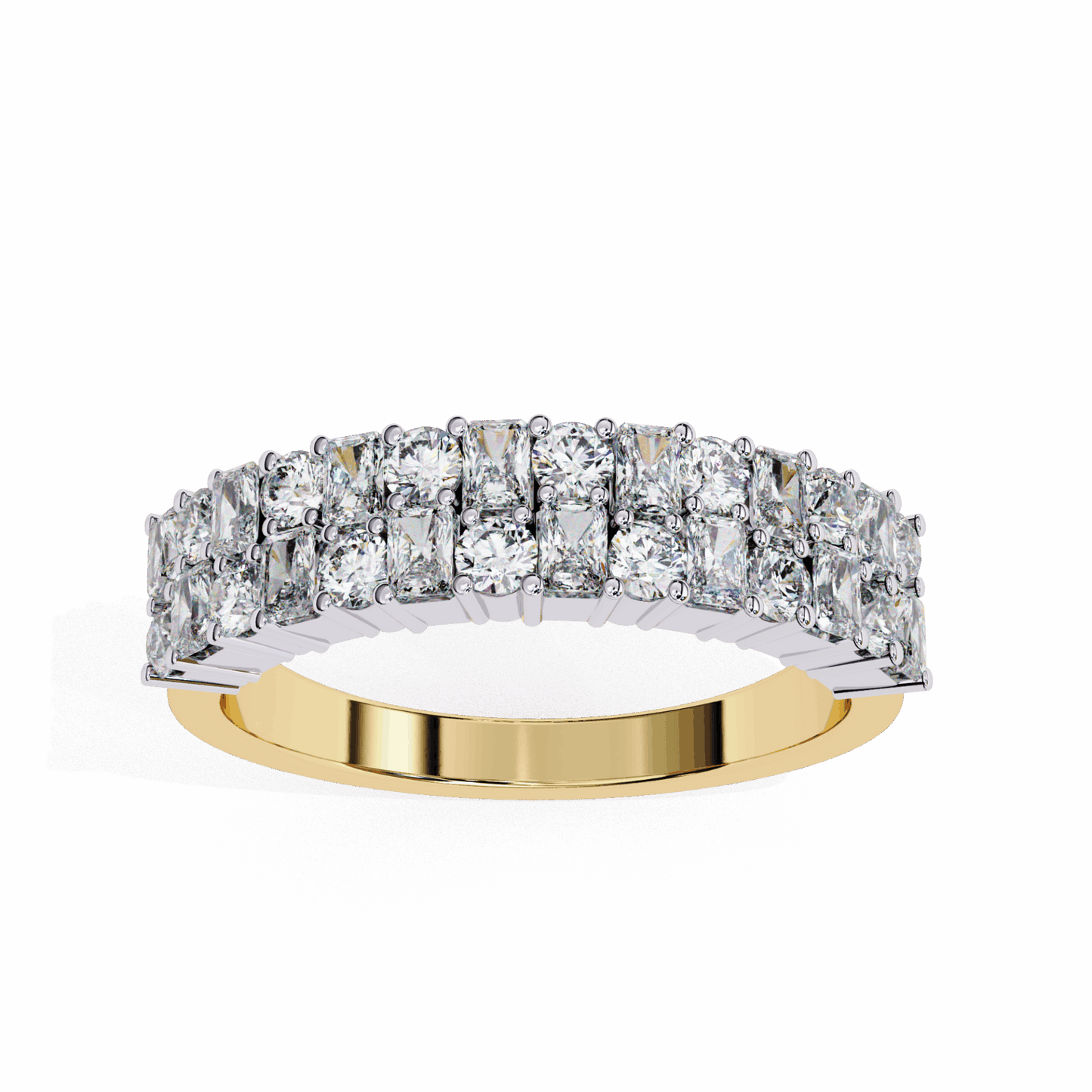 1.25 Carat Radiant and Round Timeless Wedding Band in Moissanite | House of Estara