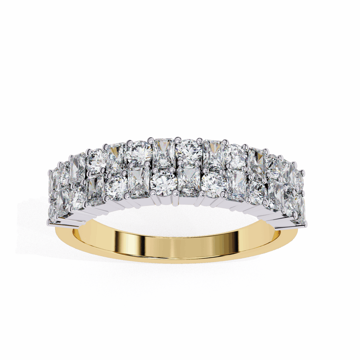 1.25 Carat Radiant and Round Timeless Wedding Band in Moissanite | House of Estara