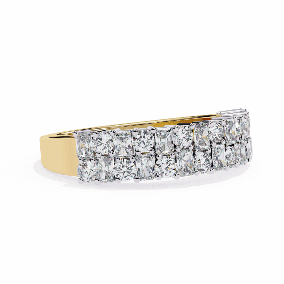 1.25 Carat Radiant and Round Timeless Wedding Band in Moissanite | House of Estara