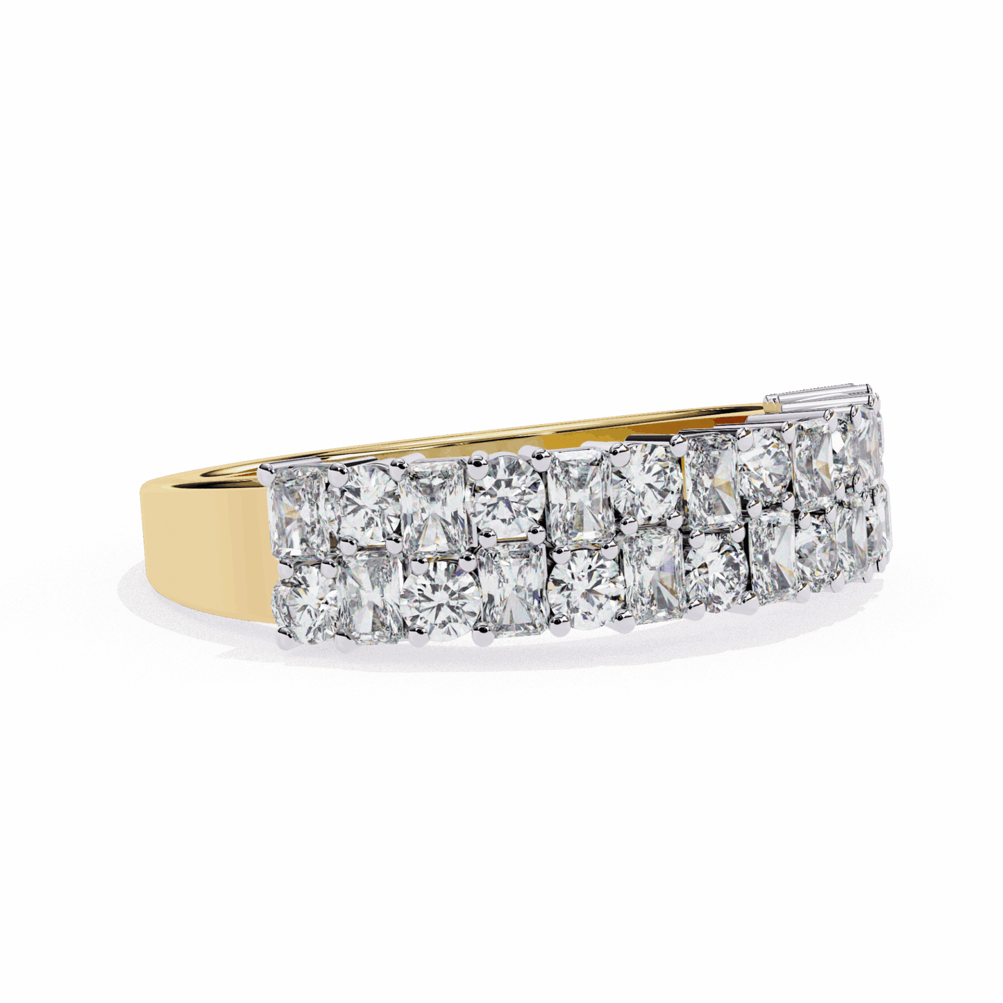1.25 Carat Radiant and Round Timeless Wedding Band in Moissanite | House of Estara