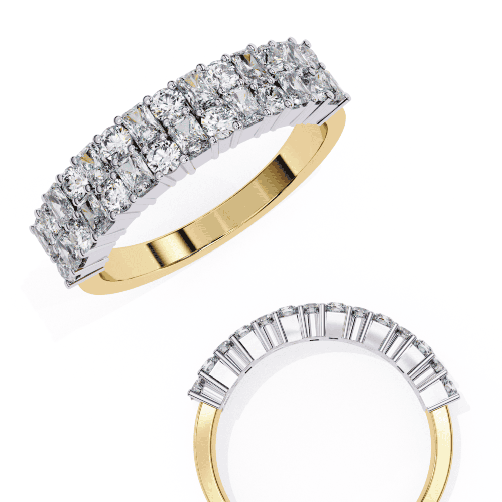1.25 Carat Radiant and Round Timeless Wedding Band in Moissanite | House of Estara