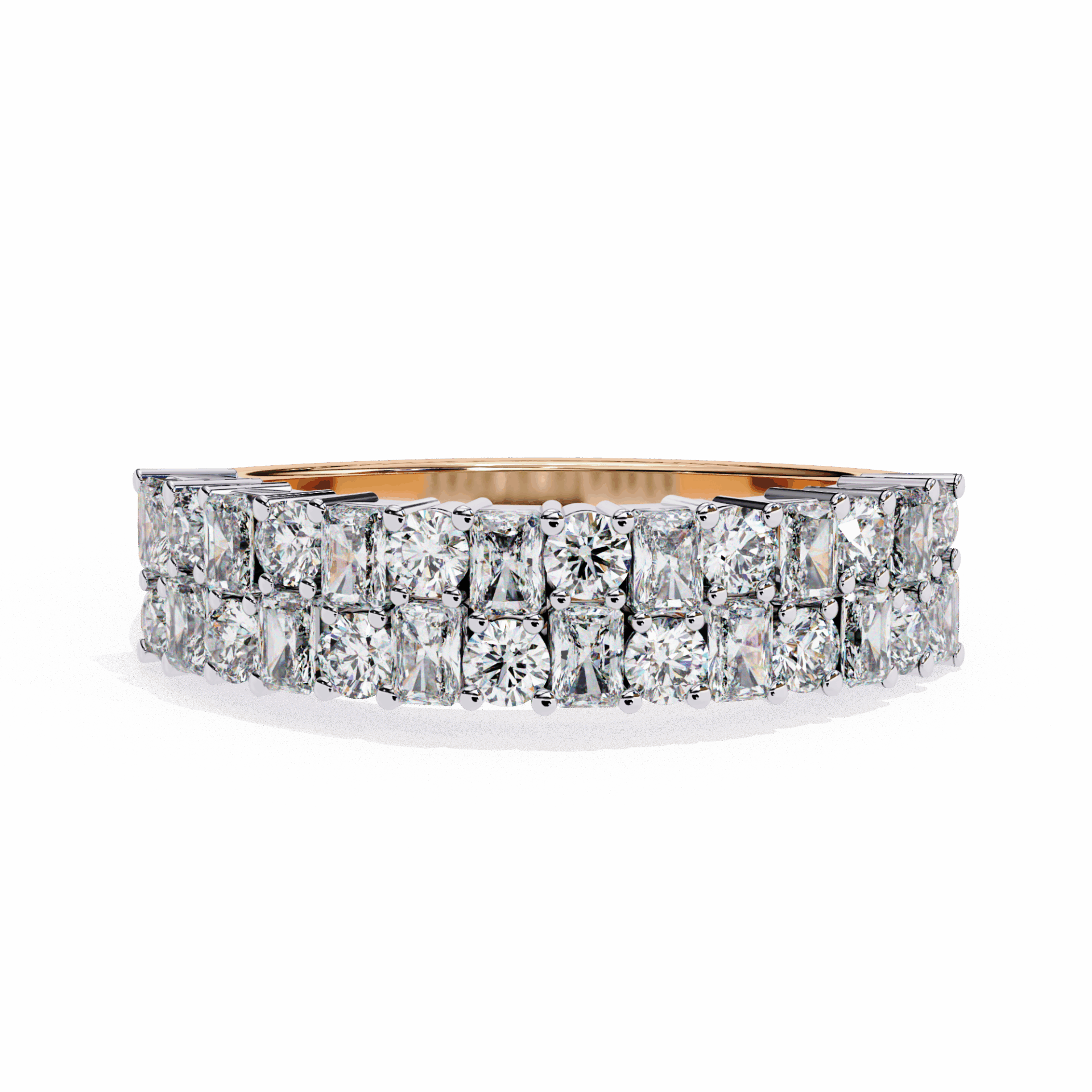 1.25 Carat Radiant and Round Timeless Wedding Band in Moissanite | House of Estara