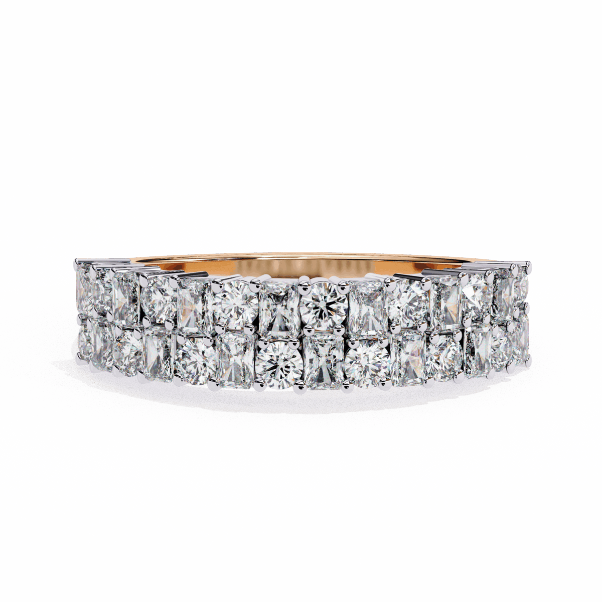 1.25 Carat Radiant and Round Timeless Wedding Band in Moissanite | House of Estara