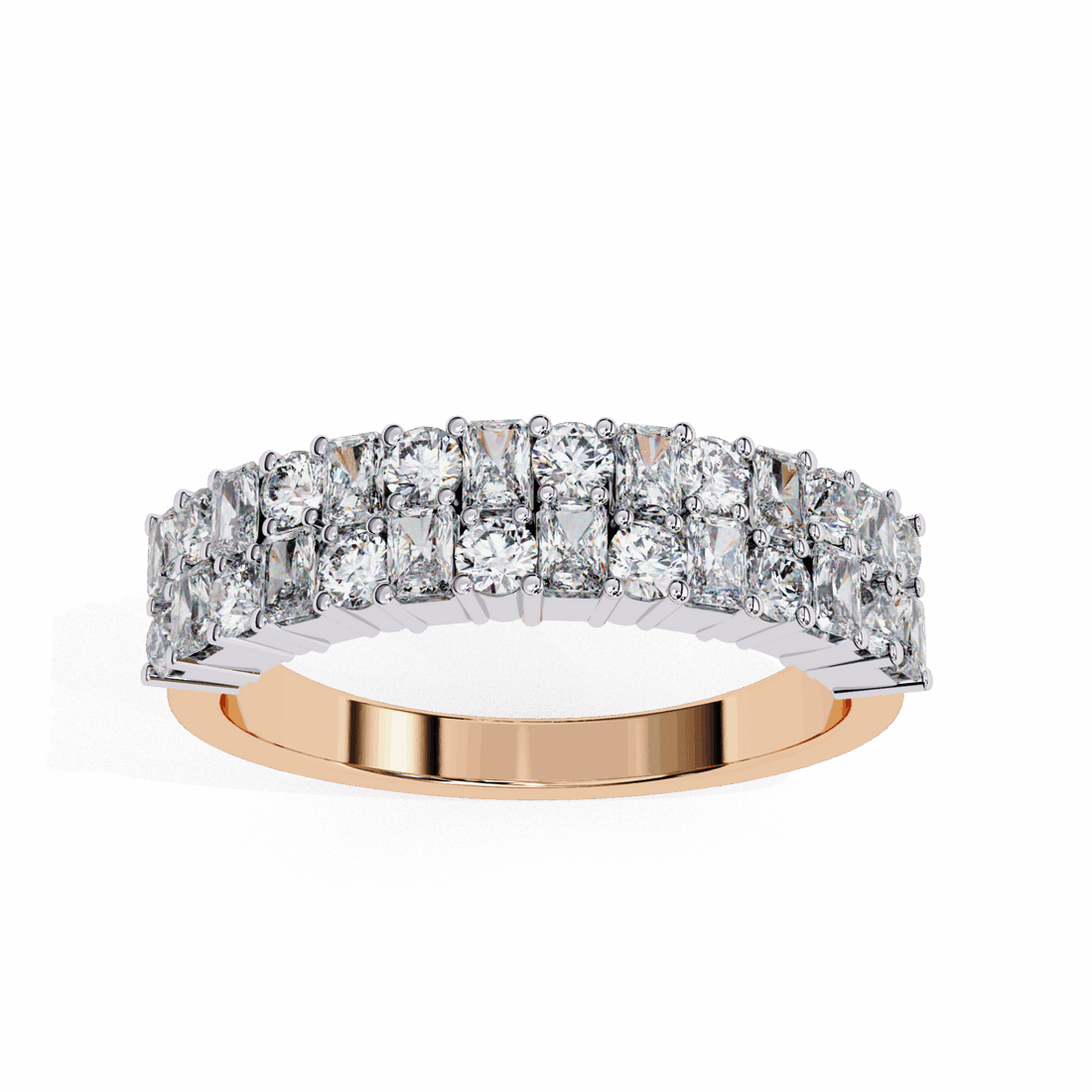 1.25 Carat Radiant and Round Timeless Wedding Band in Moissanite | House of Estara