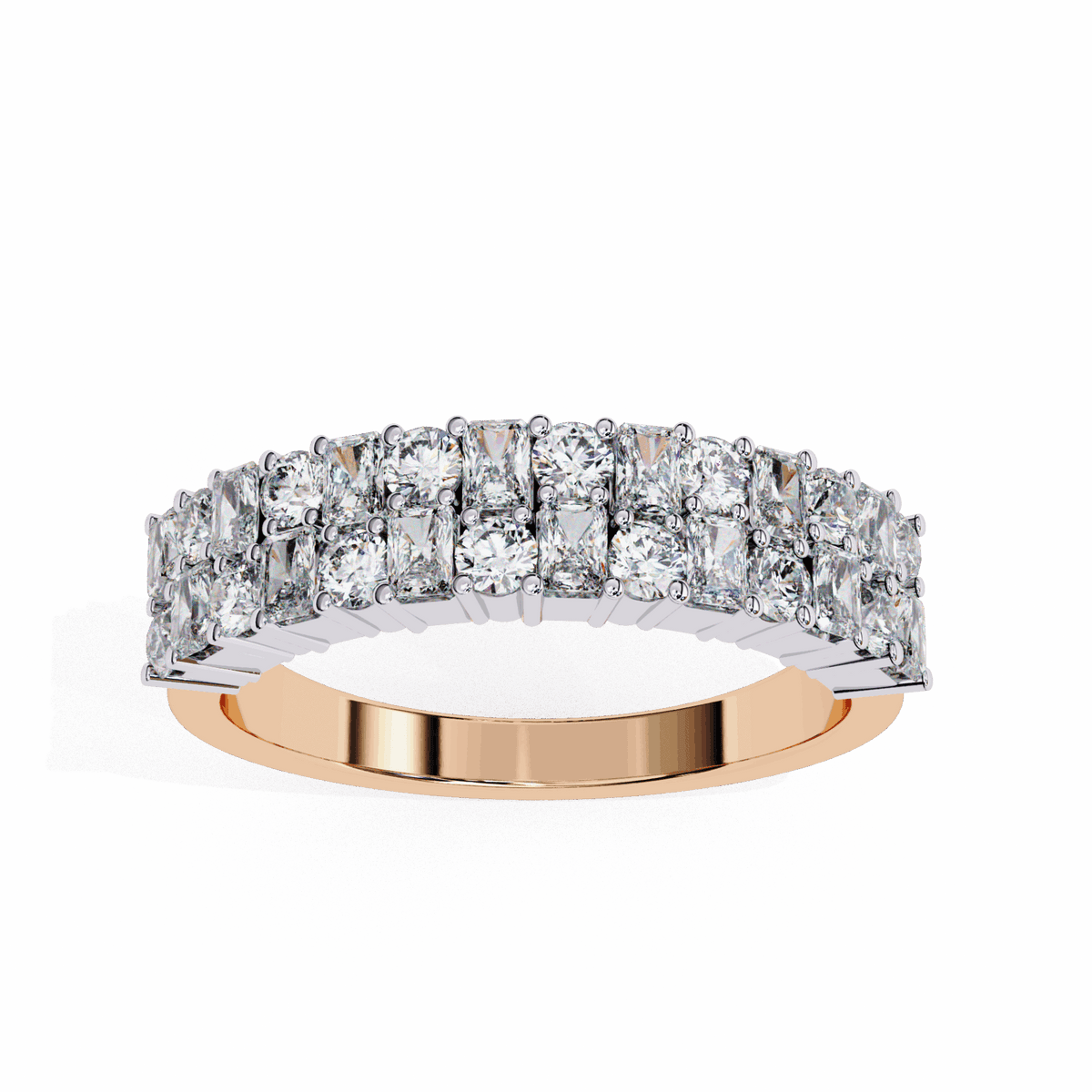 1.25 Carat Radiant and Round Timeless Wedding Band in Moissanite | House of Estara