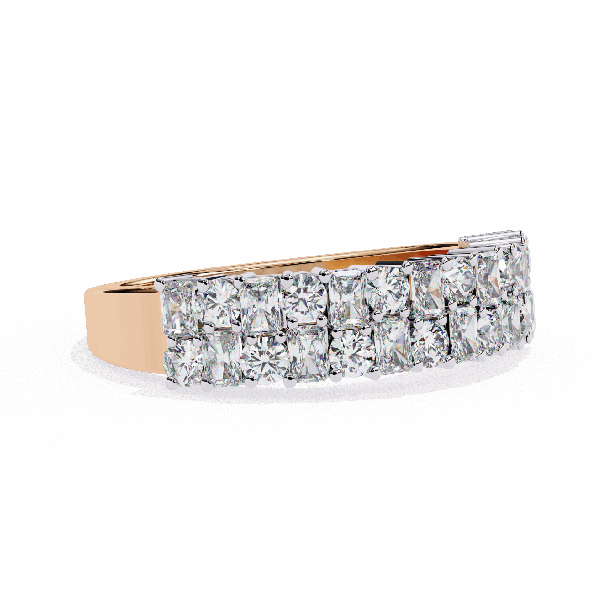 1.25 Carat Radiant and Round Timeless Wedding Band in Moissanite | House of Estara