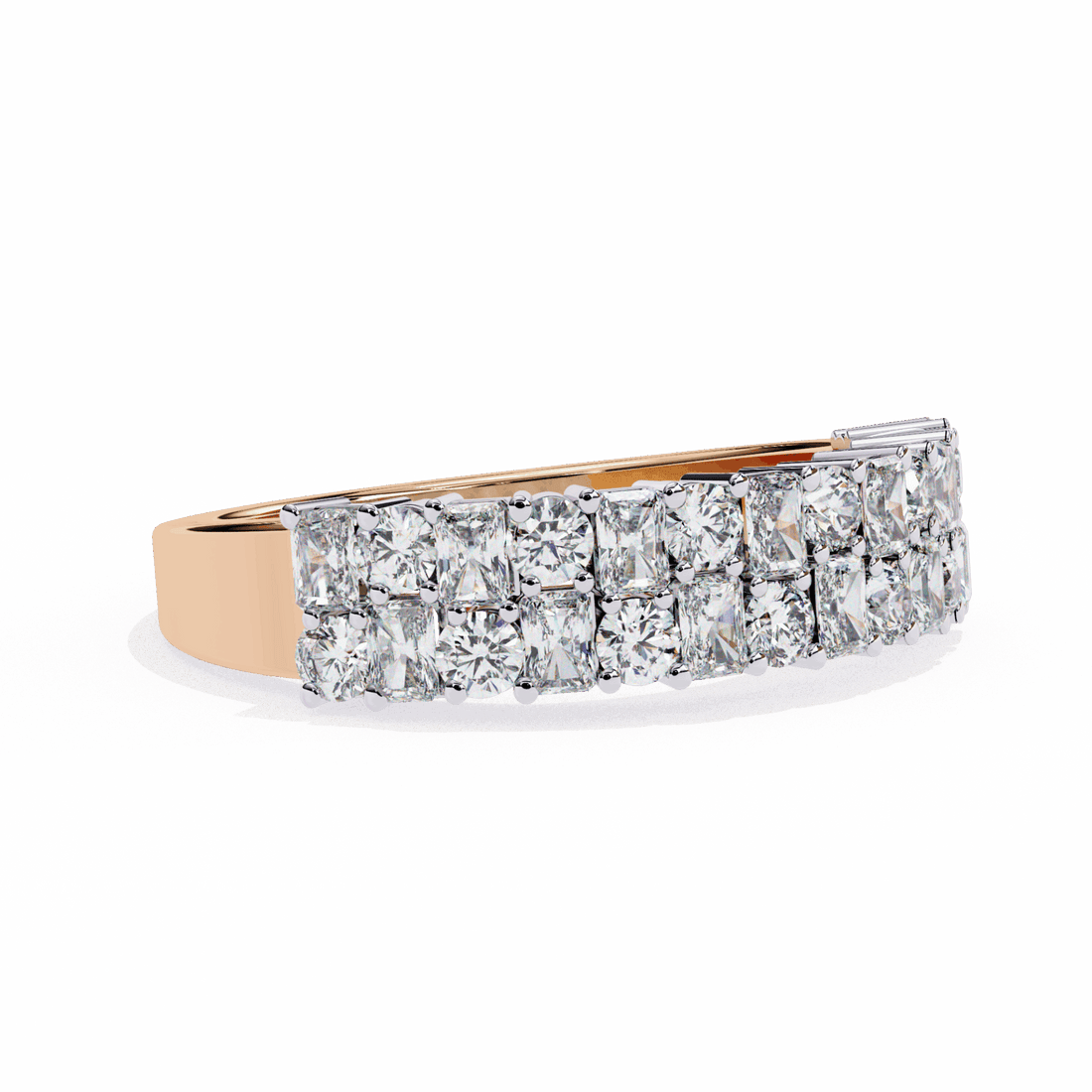 1.25 Carat Radiant and Round Timeless Wedding Band in Moissanite | House of Estara