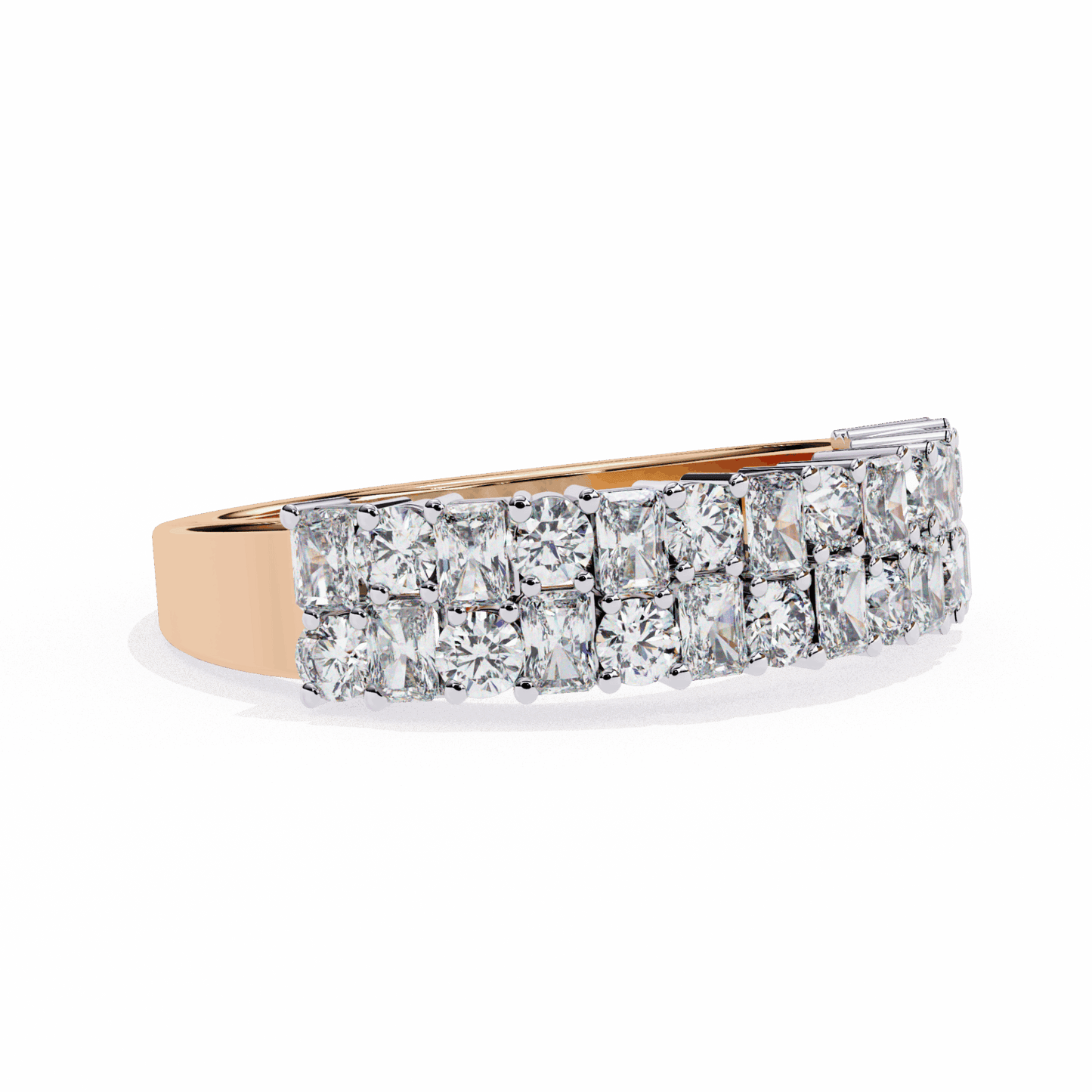 1.25 Carat Radiant and Round Timeless Wedding Band in Moissanite | House of Estara