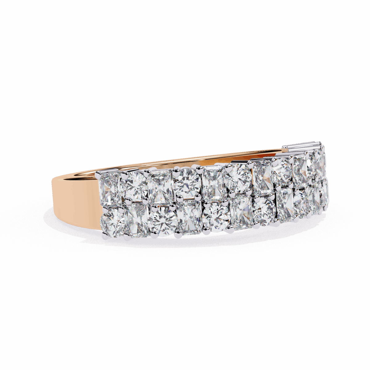 1.25 Carat Radiant and Round Timeless Wedding Band in Moissanite | House of Estara