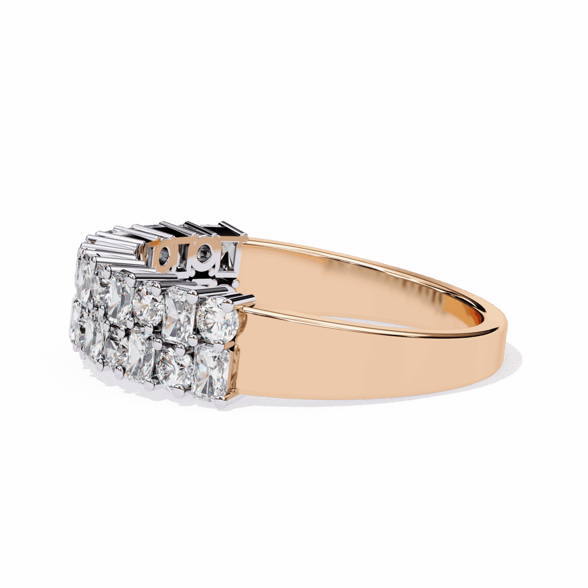 1.25 Carat Radiant and Round Timeless Wedding Band in Moissanite | House of Estara