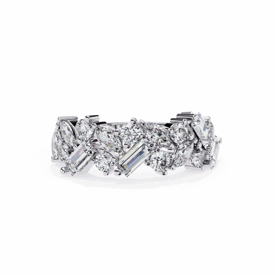 Mixed Cut Cluster Wedding Band