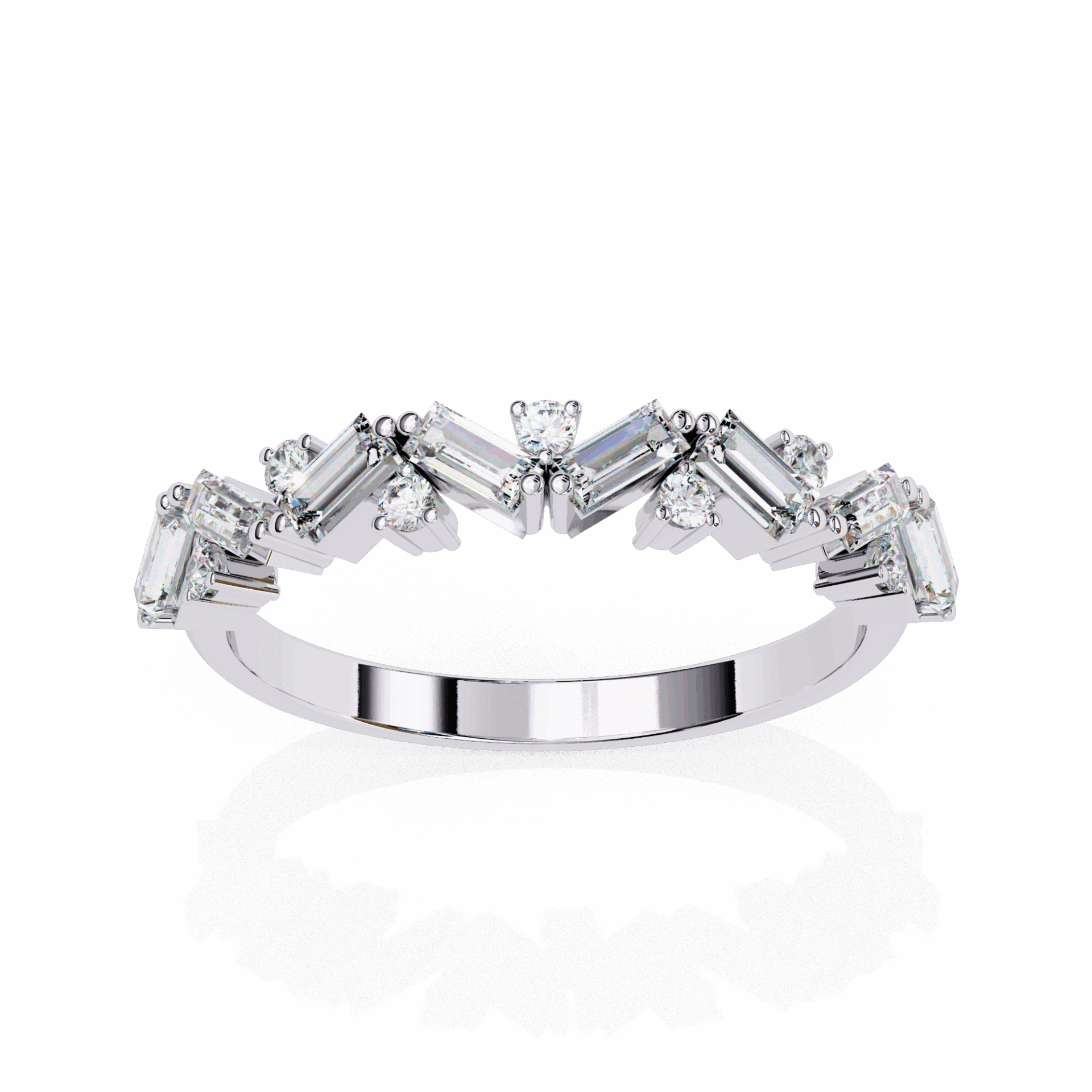 0.5 Carat Baguette and Round Twilight Engagement Ring in Moissanite | House of Estara