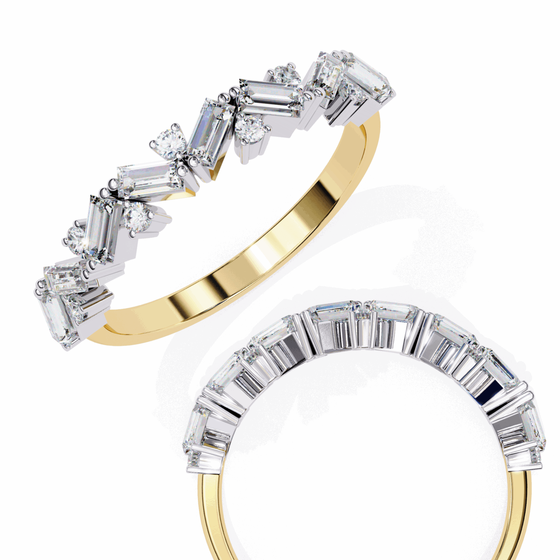 0.5 Carat Baguette and Round Twilight Engagement Ring in Moissanite | House of Estara