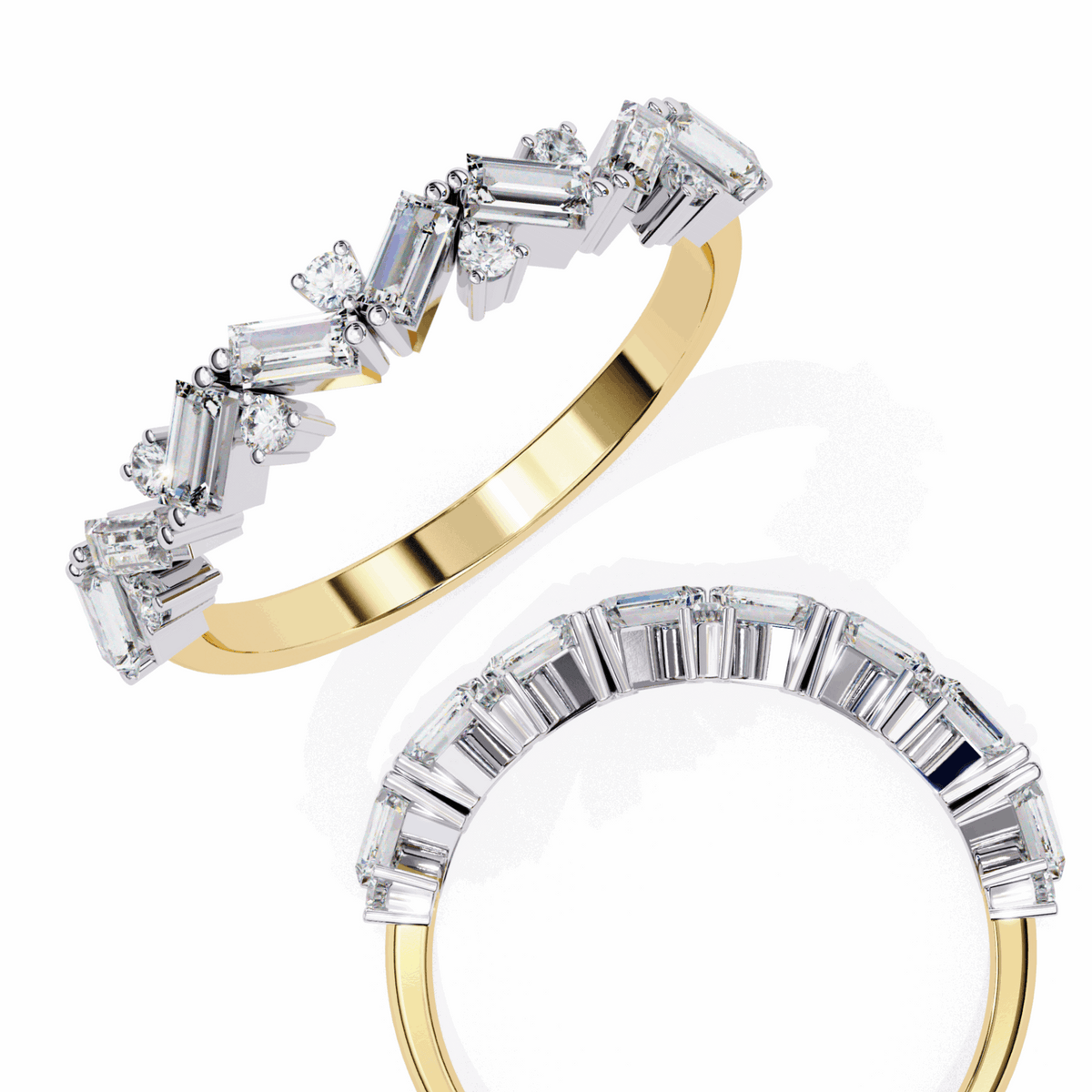 0.5 Carat Baguette and Round Twilight Engagement Ring in Moissanite | House of Estara