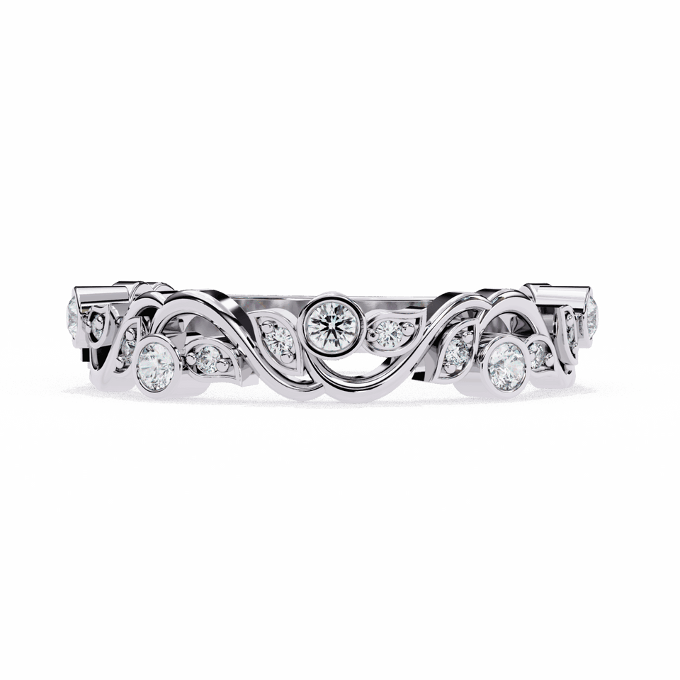 4.4 mm Round Cut Bezel Swirl Band