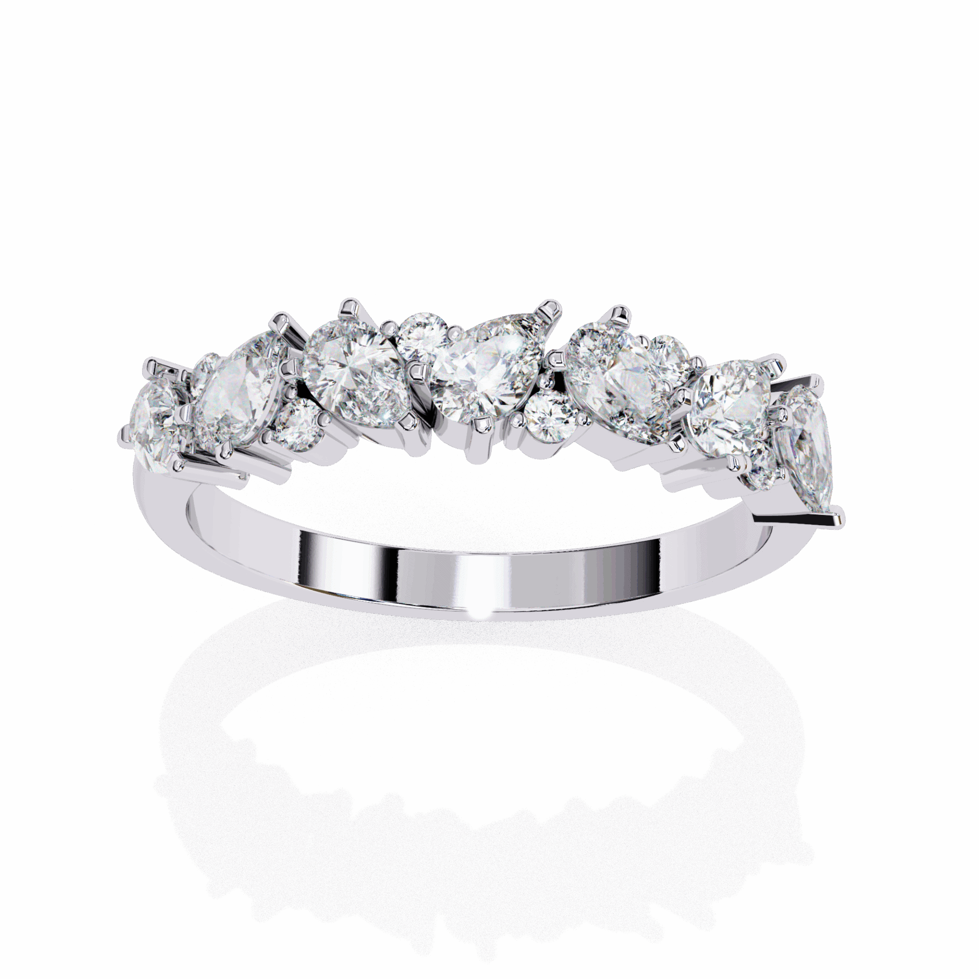 0.75 Carat Pear and Round Royale Band in Moissanite | House of Estara