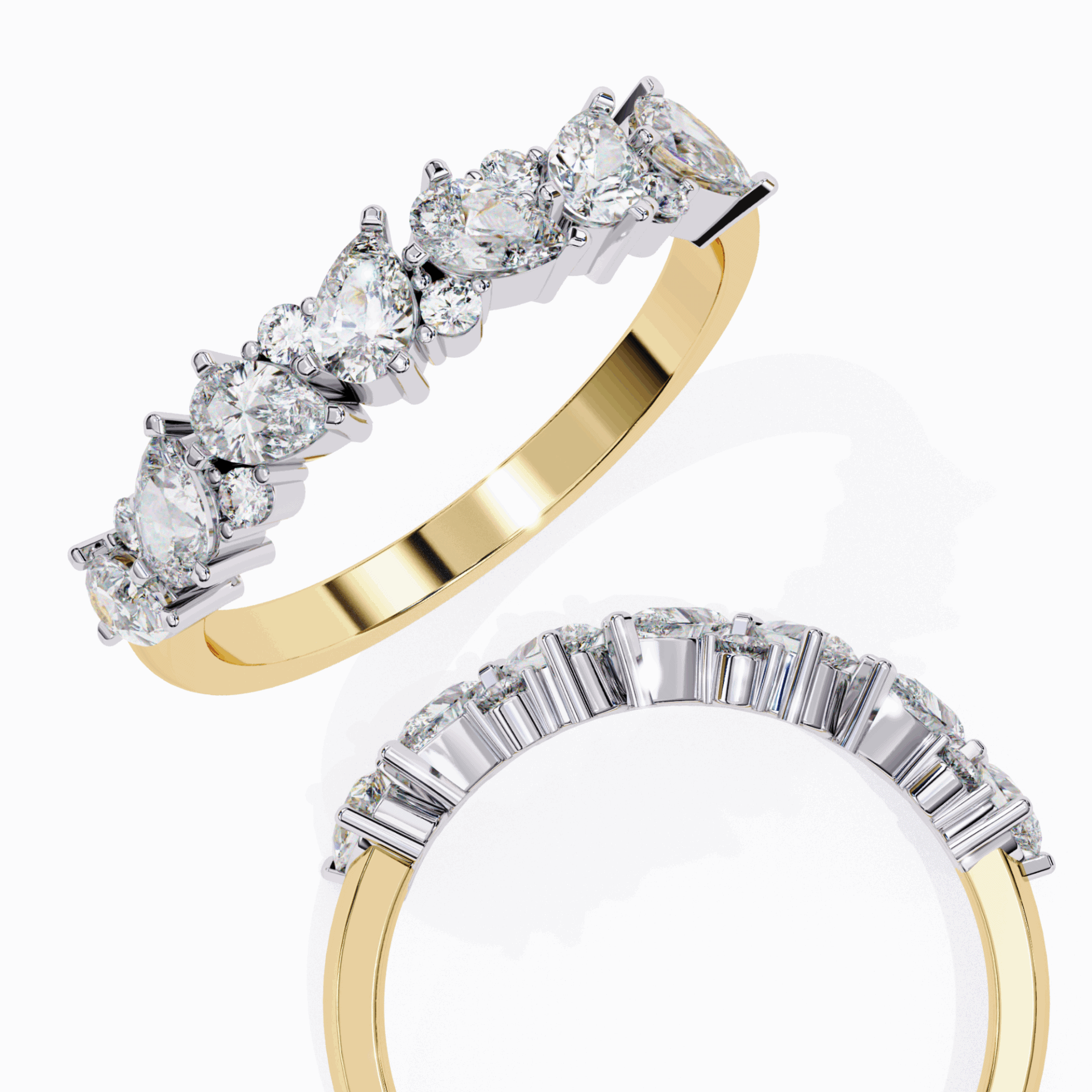 0.75 Carat Pear and Round Royale Band in Moissanite | House of Estara