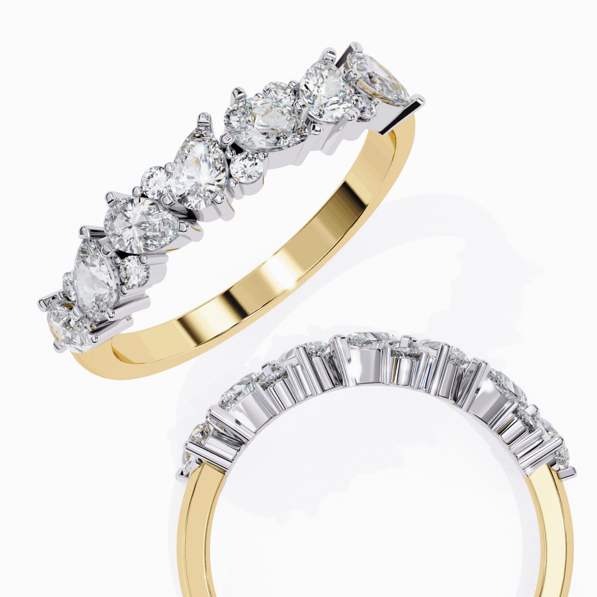 0.75 Carat Pear and Round Royale Band in Moissanite | House of Estara