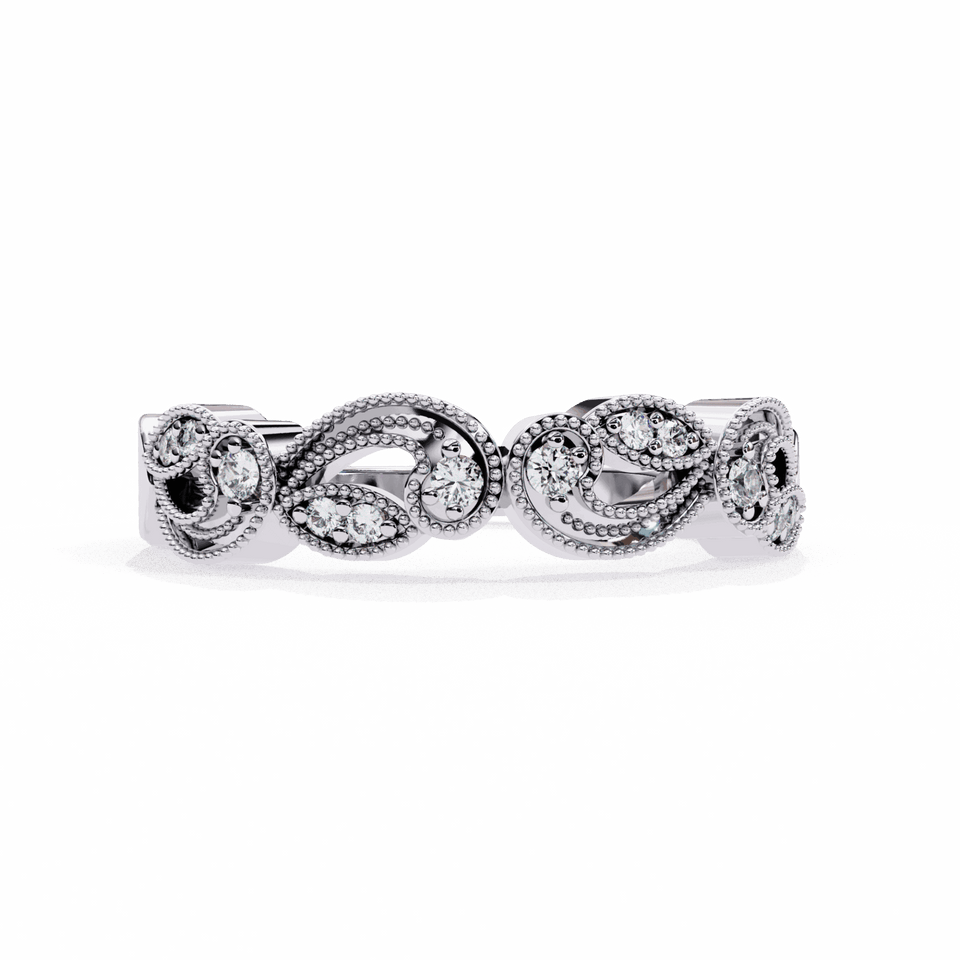 Round Cut Vintage Filigree Wedding Band