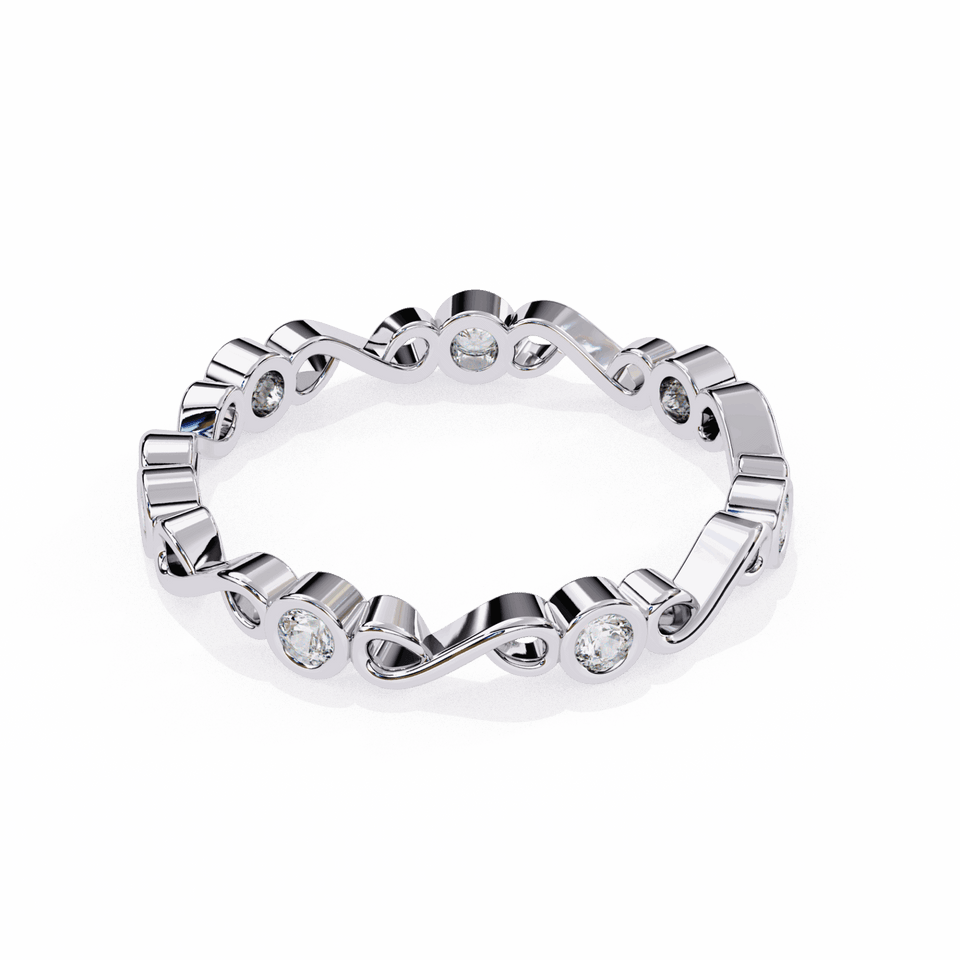 3.2 mm Round Cut Bezel Infinity Station Band