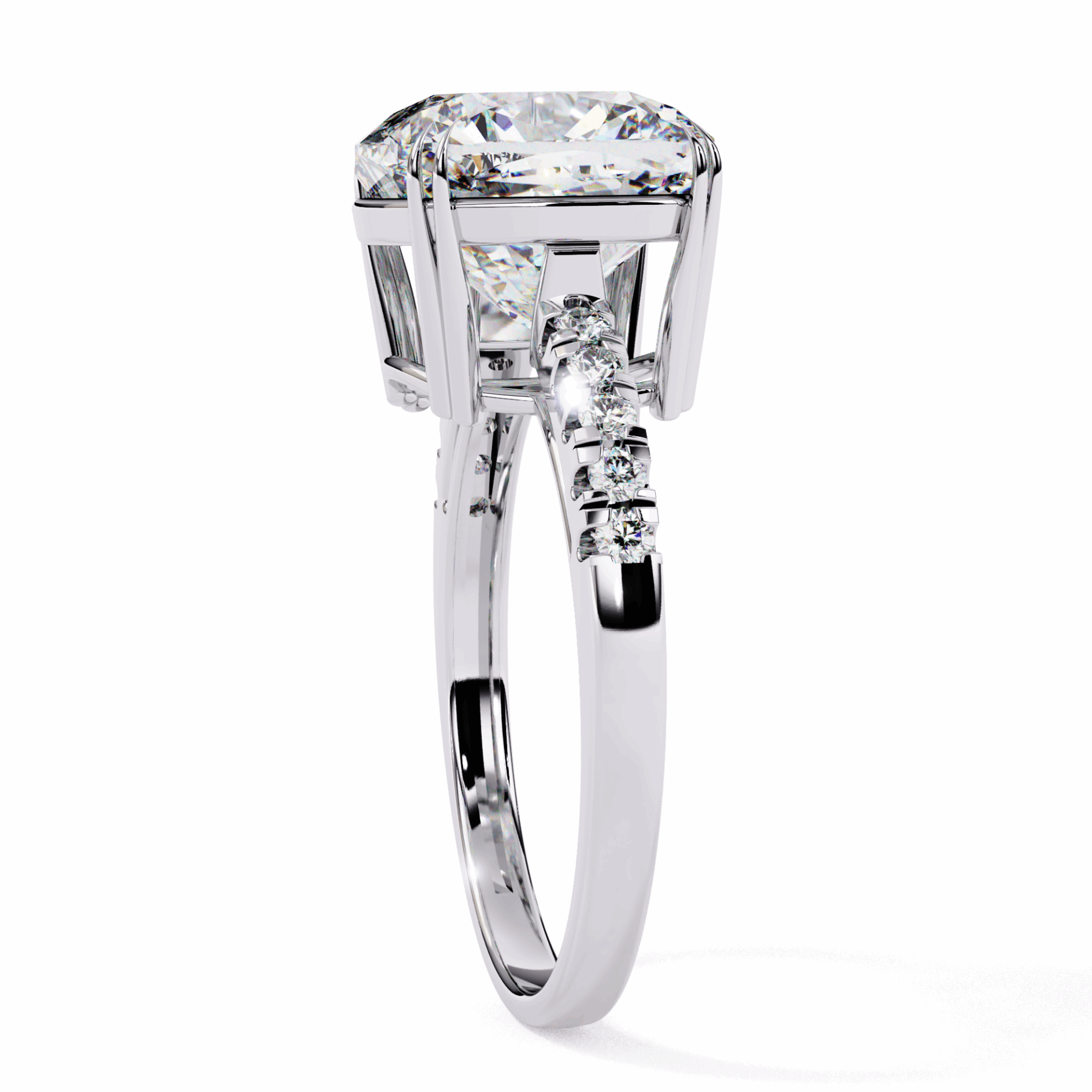 5.5 Carat Cushion Cut Pave Solitaire Ring in Moissanite | House of Estara