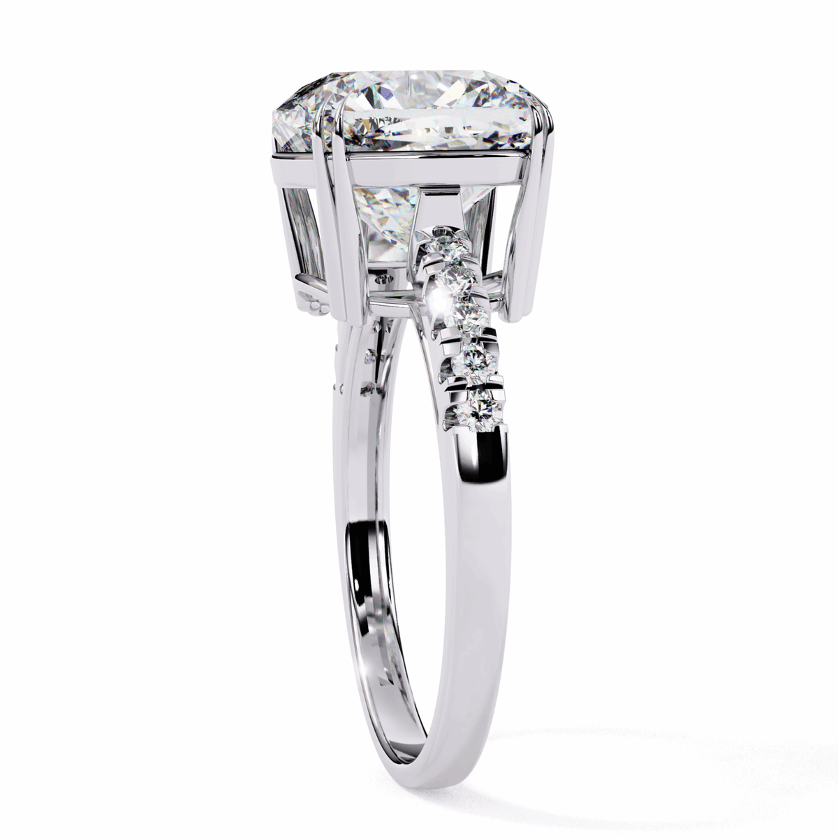 5.5 Carat Cushion Cut Pave Solitaire Ring in Moissanite | House of Estara